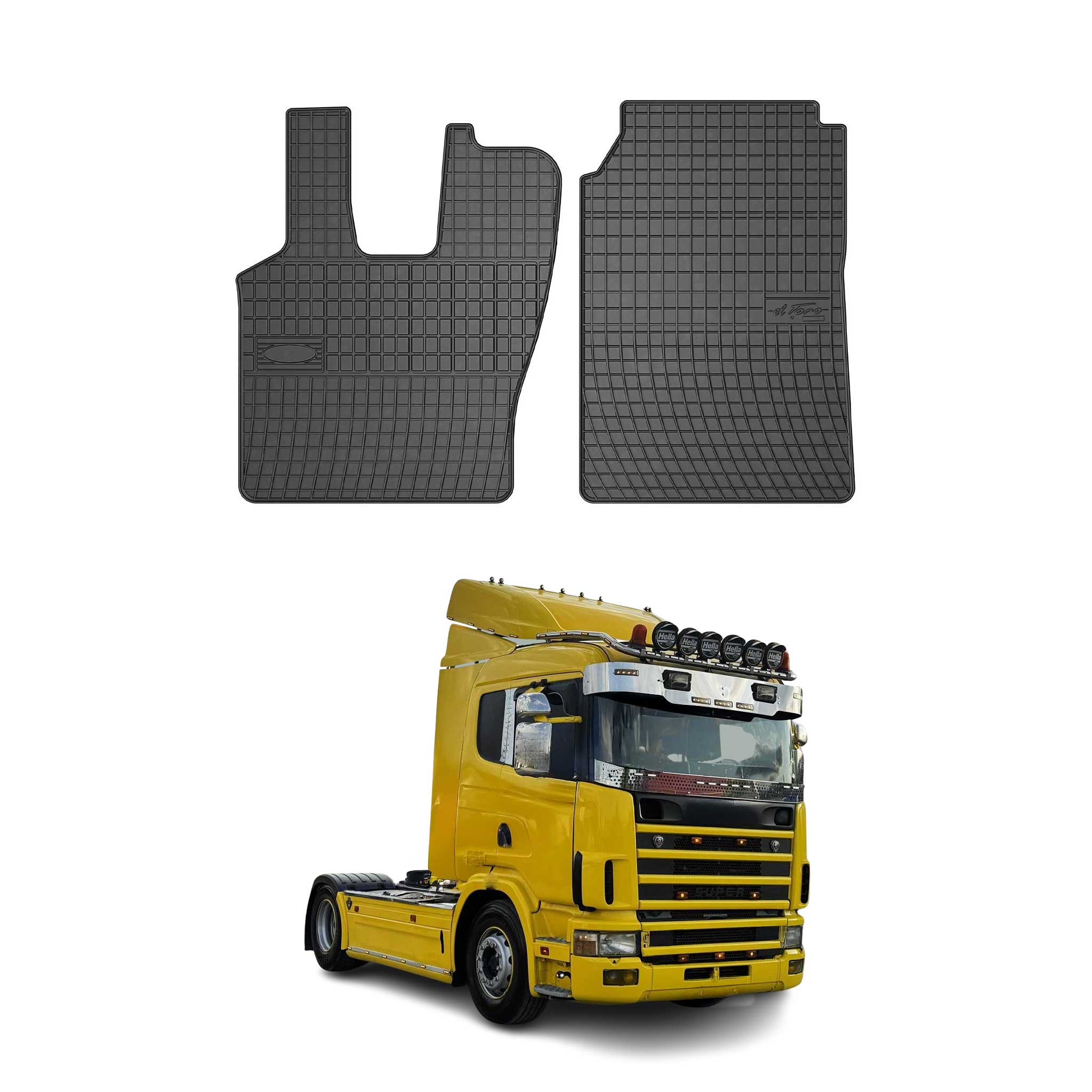 OMAC Alfombrillas De Coche para Scania L 1995-2004 Negro Goma 2Pza