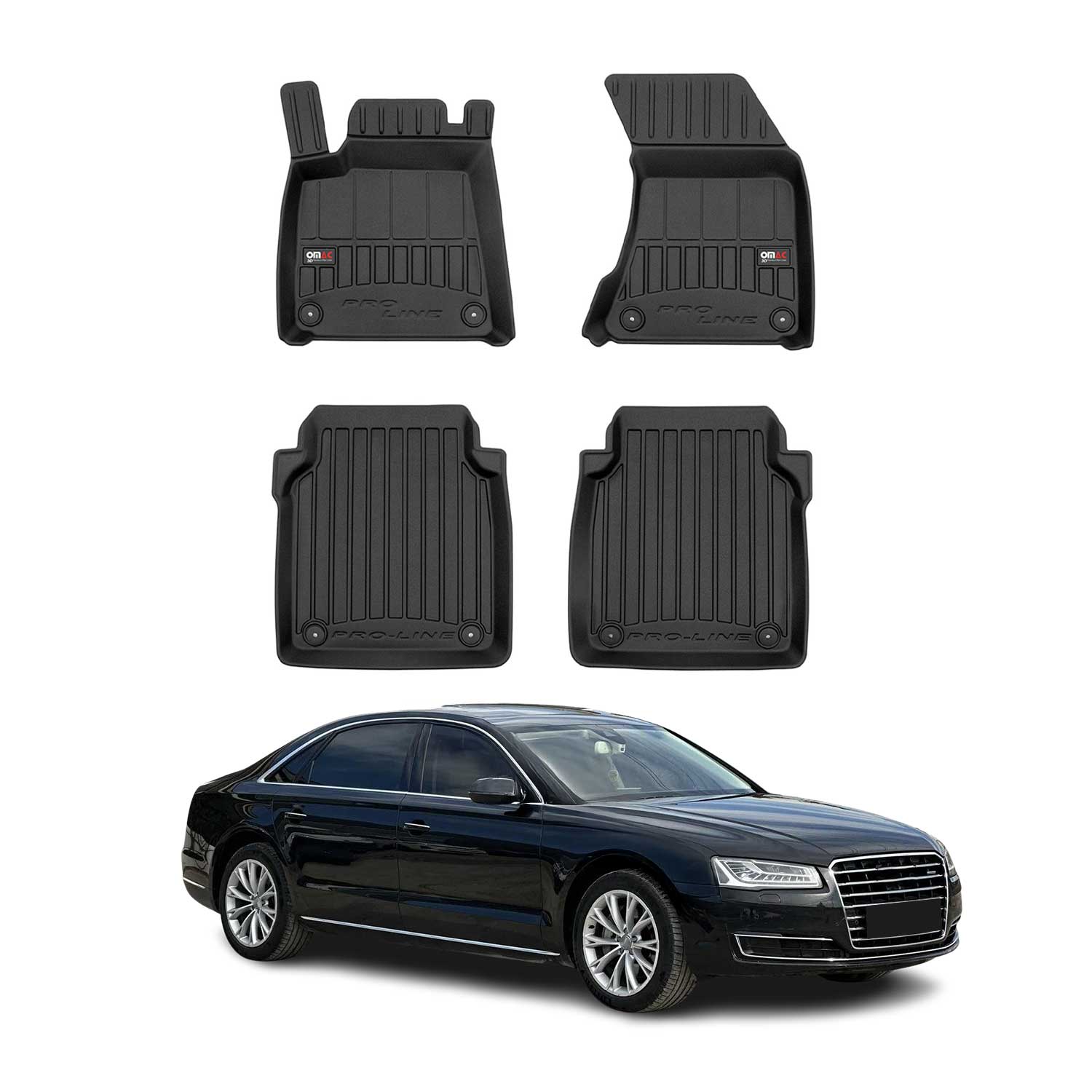 OMAC Premium Alfombrillas De Coche para Audi A8 D4 Long 2009-2018 Goma 4x
