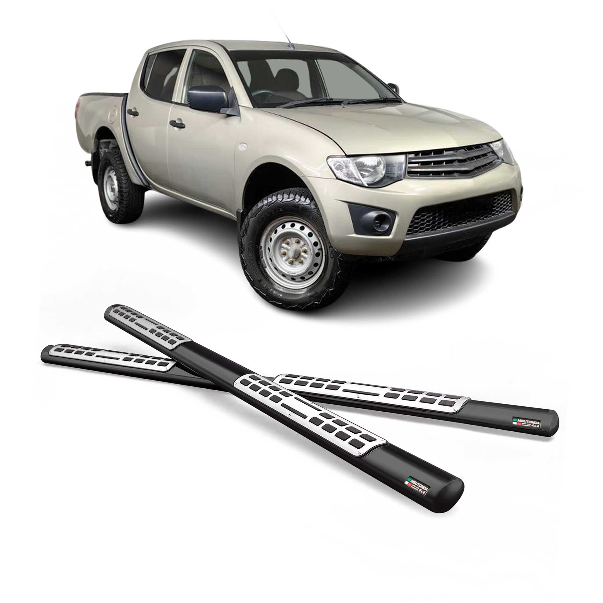Estribos Barras Laterales para Mitsubishi L200 Double Cab 2006-2009 Negro Acero