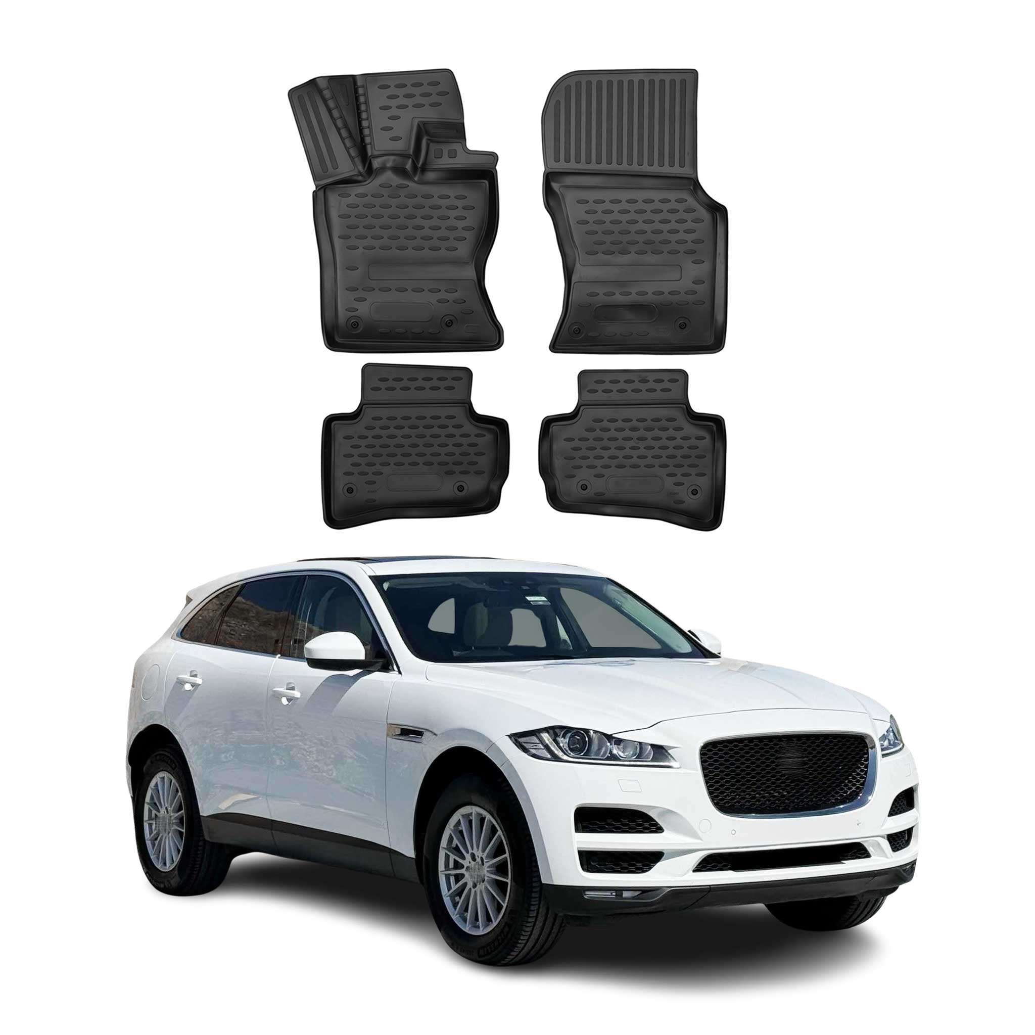 OMAC Alfombrillas De Coche para Jaguar F-Pace 2015-2025 Negro Goma TPE 4Pza