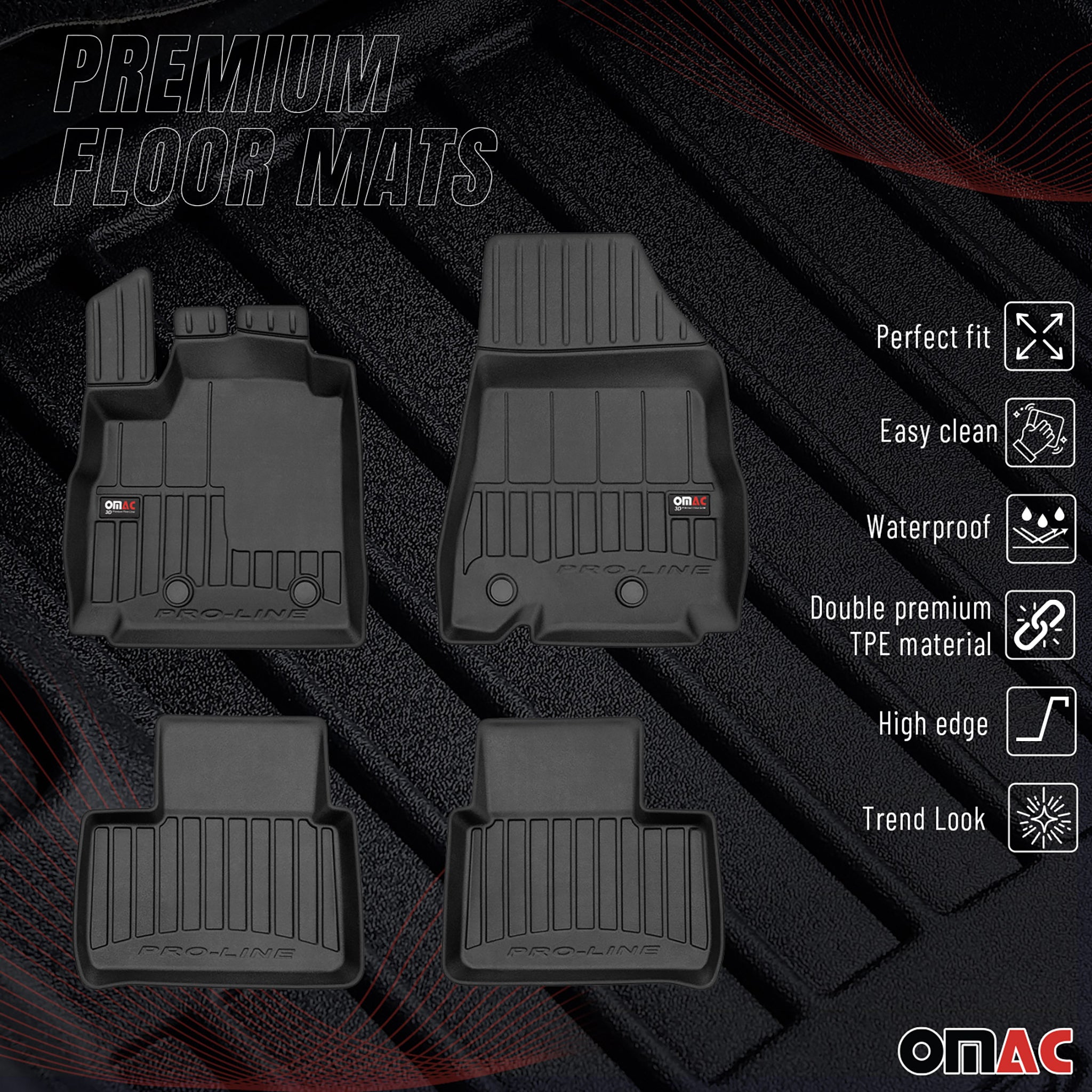 OMAC Premium Alfombrillas De Coche para Renault Arkana 2019-2025 TPE Goma 4x