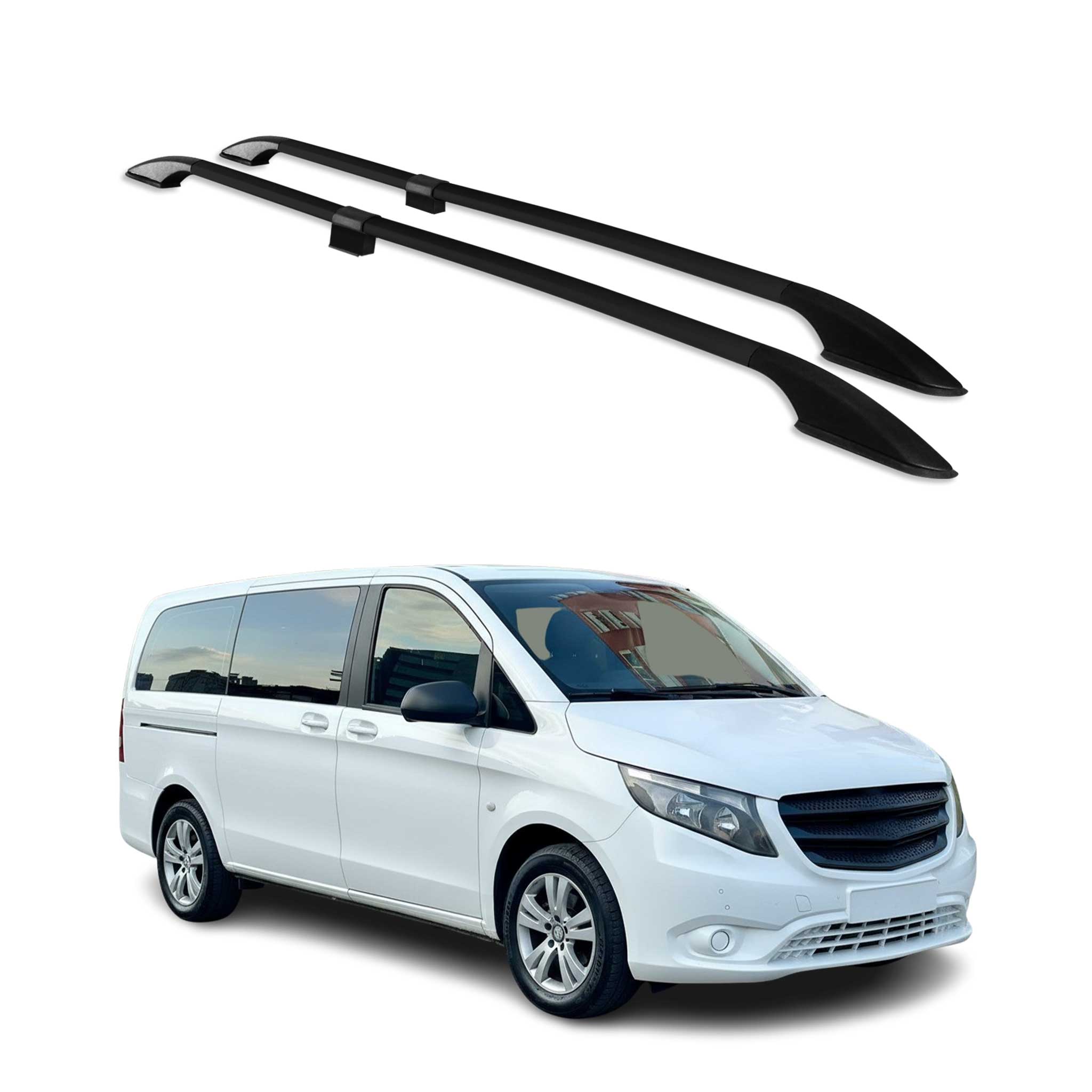 Rieles de Techo Coche para Mercedes Vito W639 W447 2003-2026 L2 Largo Negro Alu