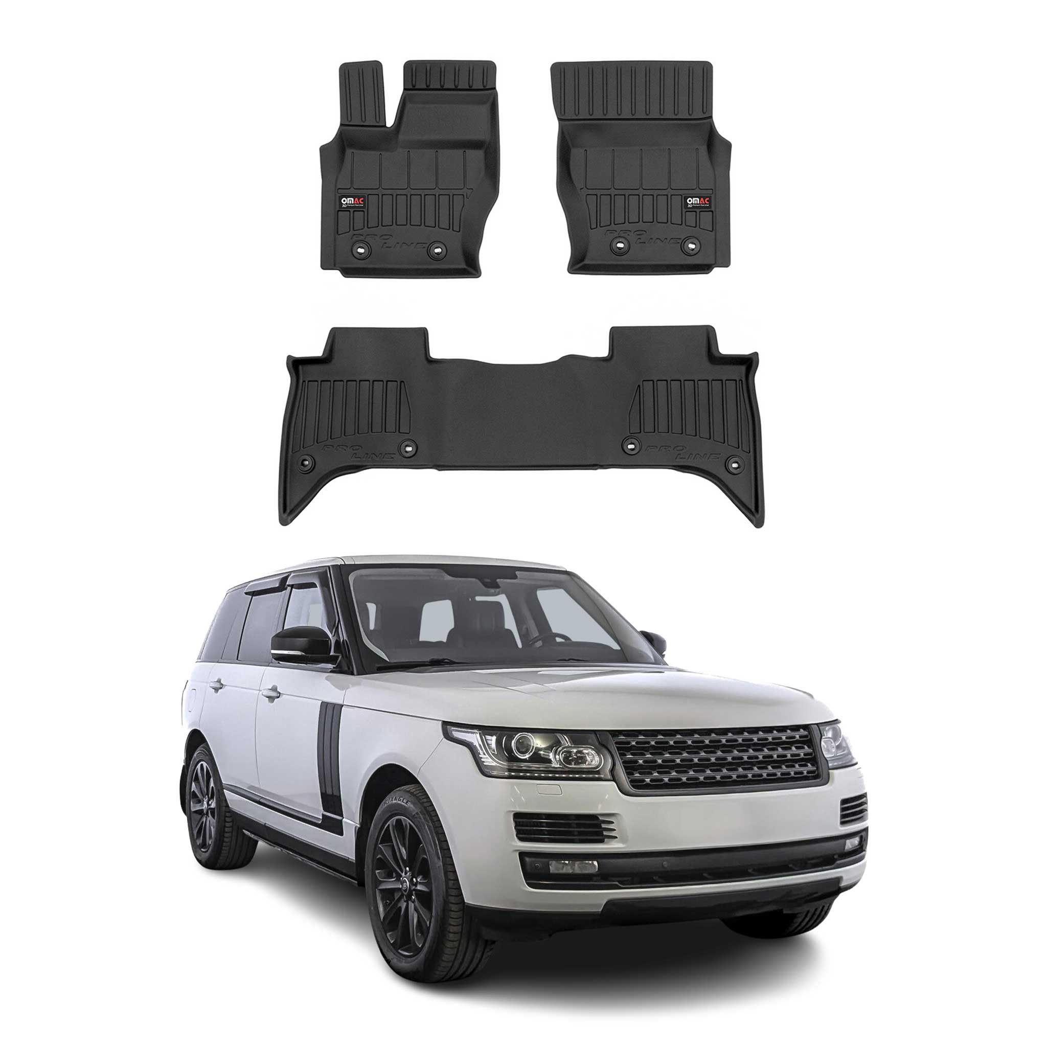 OMAC Premium Alfombrillas De Coche para Range Rover 2012-2022 Negro TPE Goma 3x