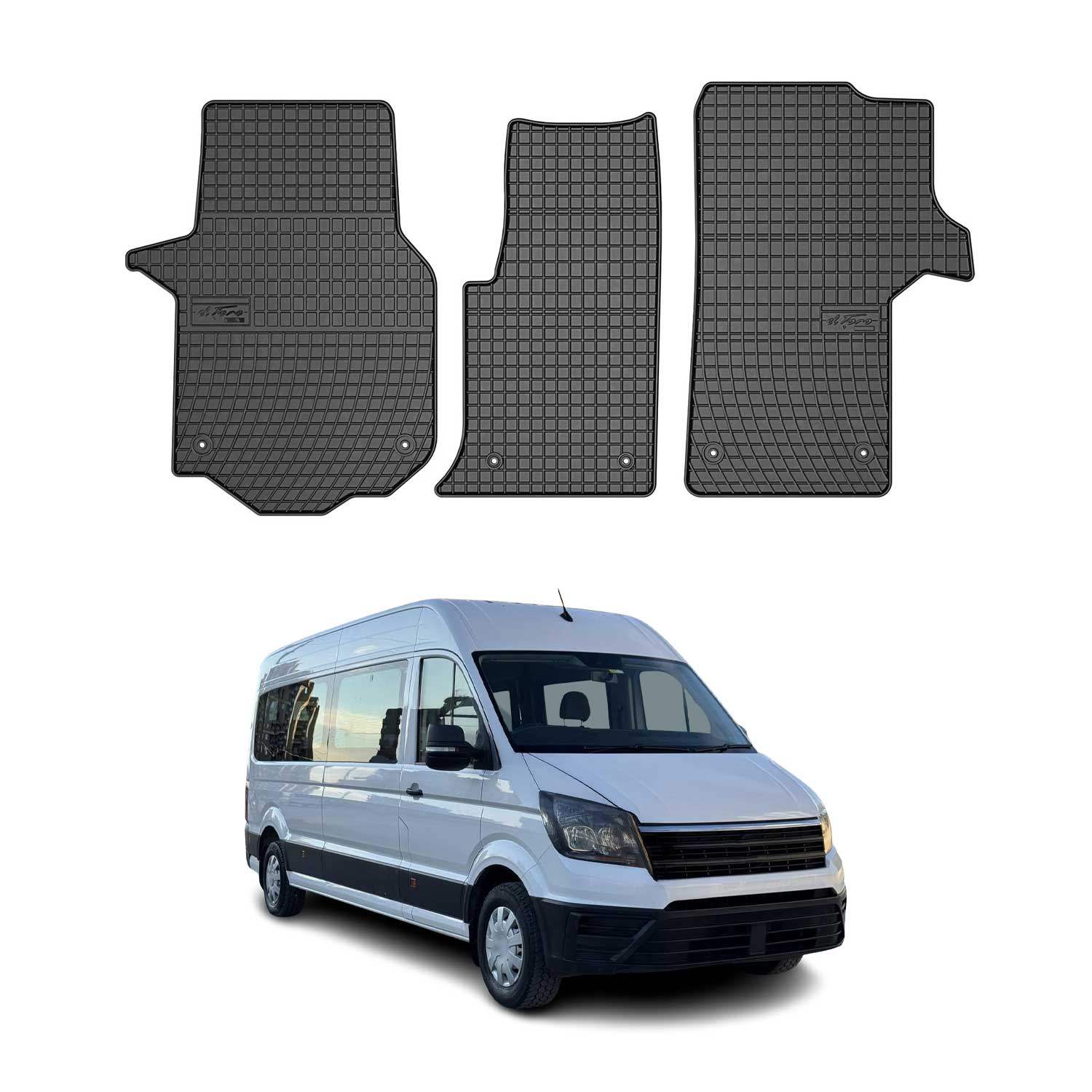 OMAC Alfombrillas De Coche para VW Crafter 2016-2025 Negro Goma TPE 3Pza
