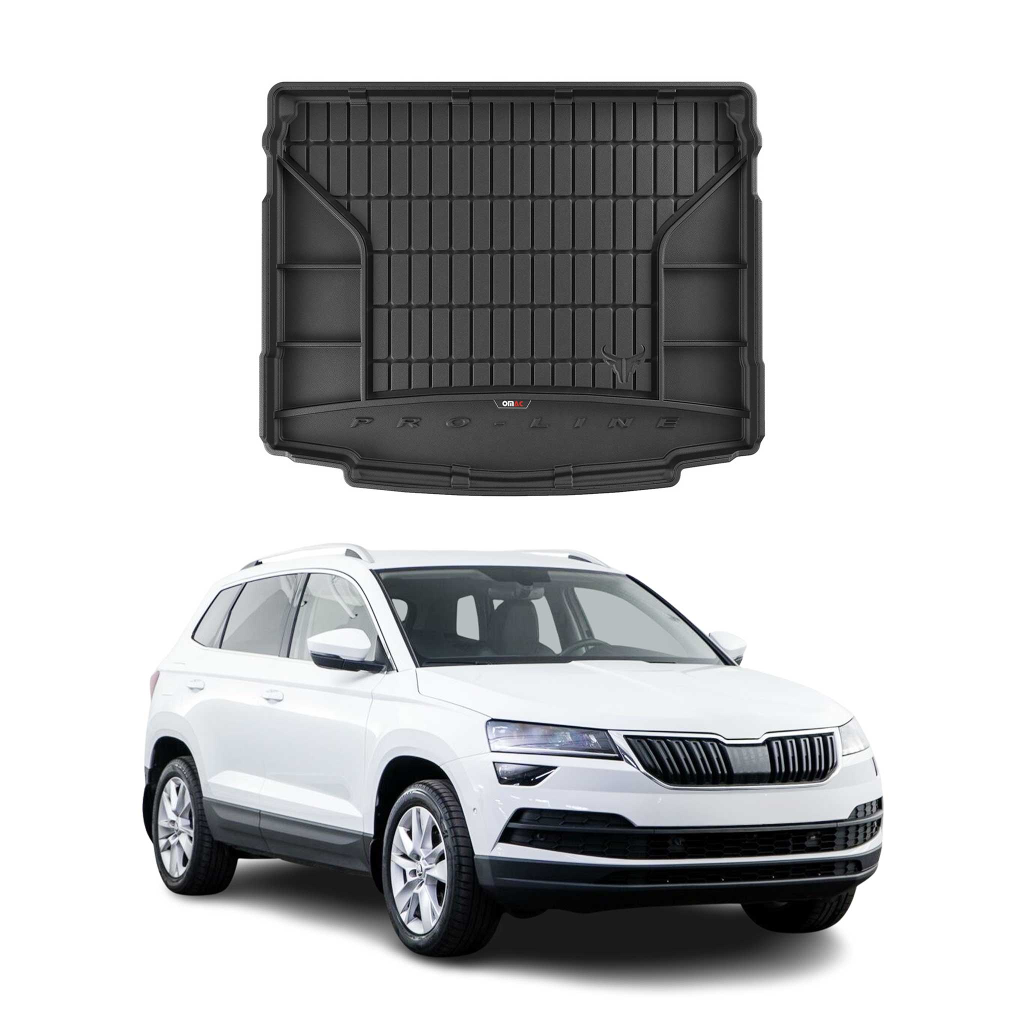 OMAC Premium Bandeja Maletero Alfombrilla para Skoda Karoq 2017-2025 Negro