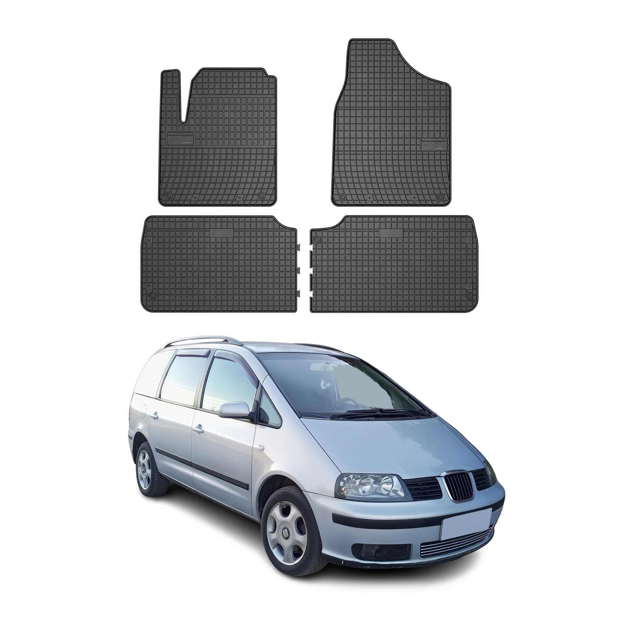OMAC Alfombrillas De Coche para Seat Alhambra 1995-2010 Negro Goma TPE 4Pza