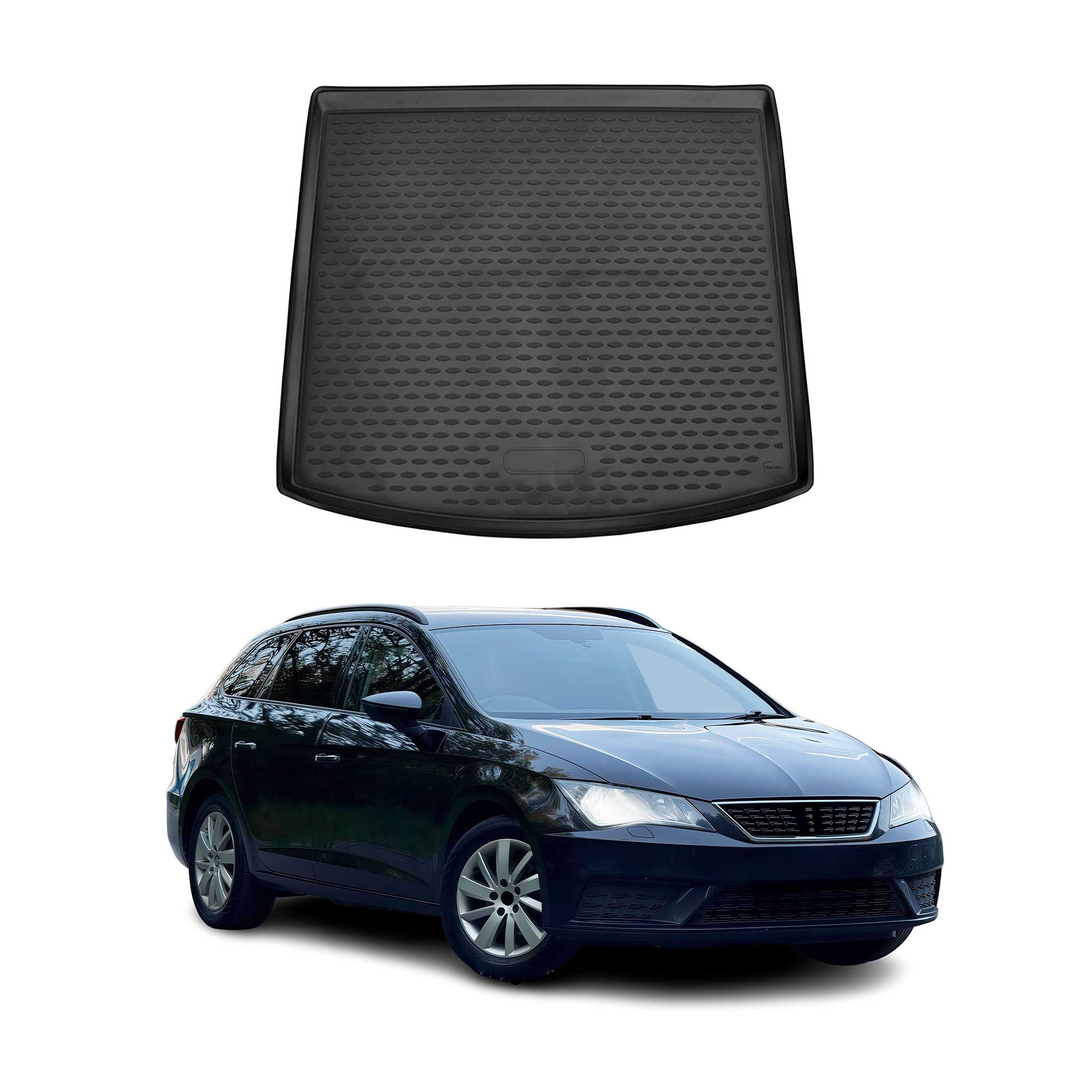 OMAC Bandeja Maletero Alfombrilla para Seat Leon Familiar 2012-2020 Negro TPE