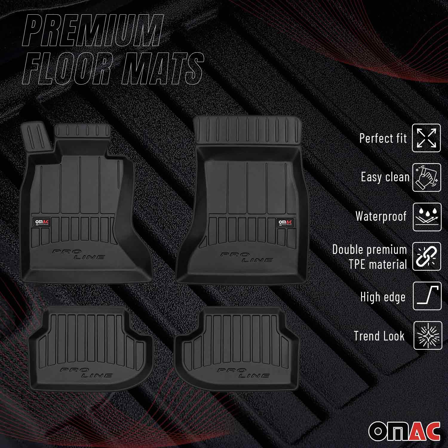 OMAC Premium Alfombrillas De Coche para BMW Serie 5 F10 F11 2013-2017 Goma 4x