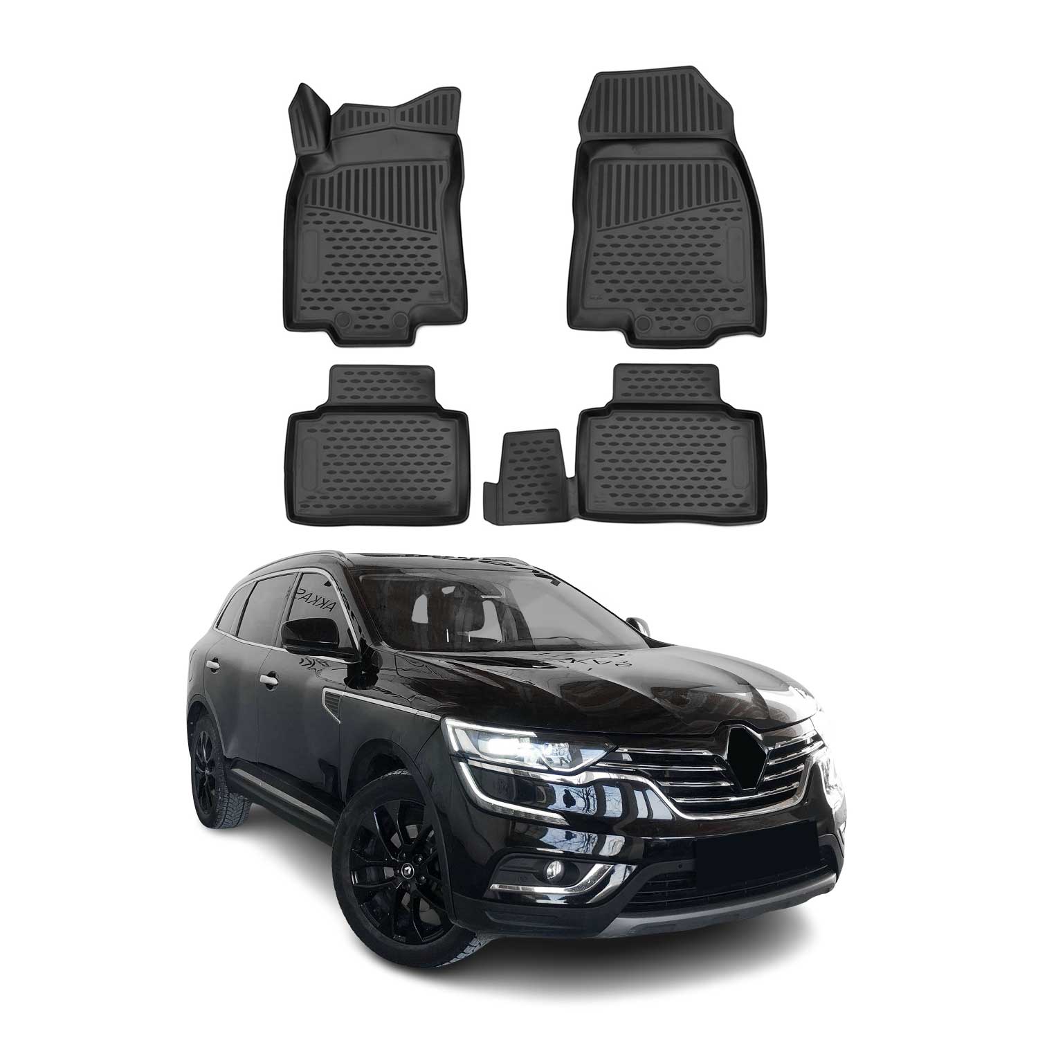 OMAC Alfombrillas De Coche para Renault Koleos 2017-2021 Negro Goma TPE 4Pza