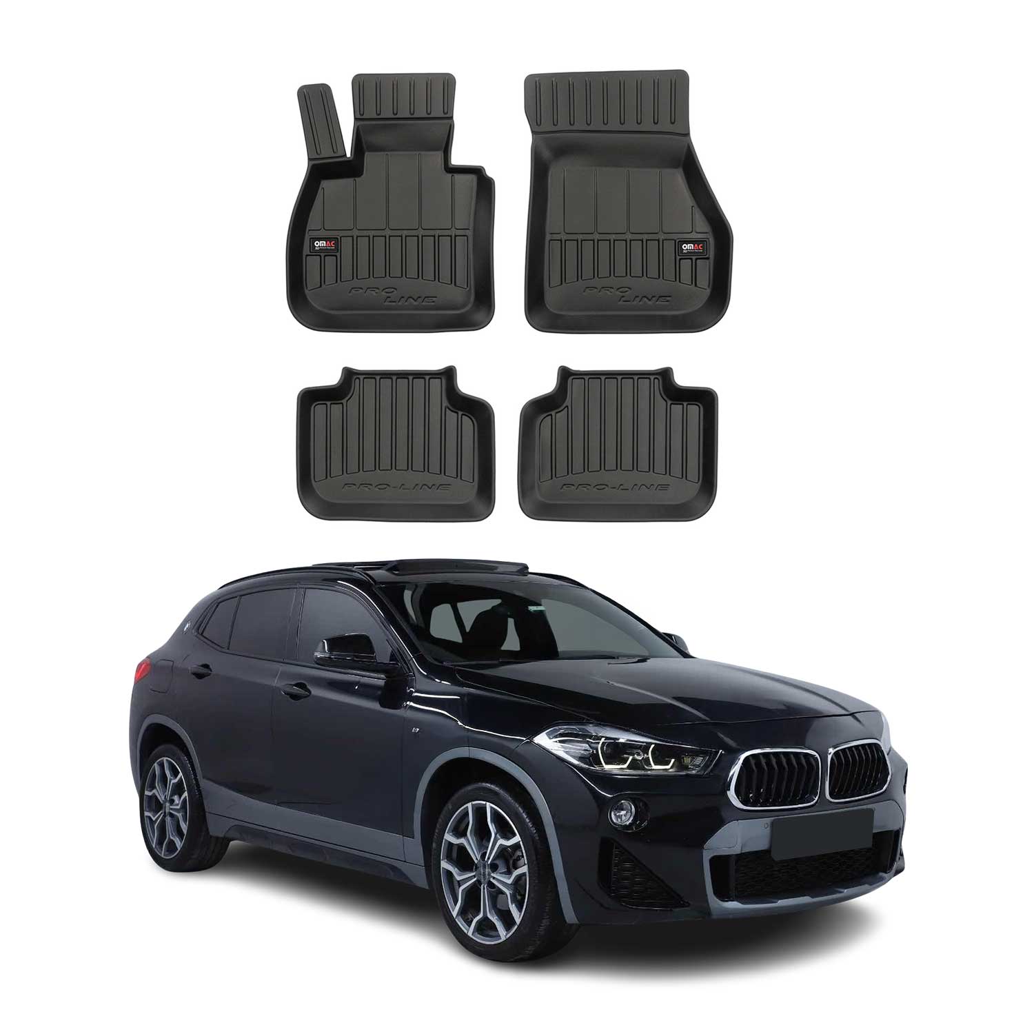 OMAC Premium Alfombrillas De Coche para BMW X2 F39 2018-2023 Negro TPE Goma 4Pza