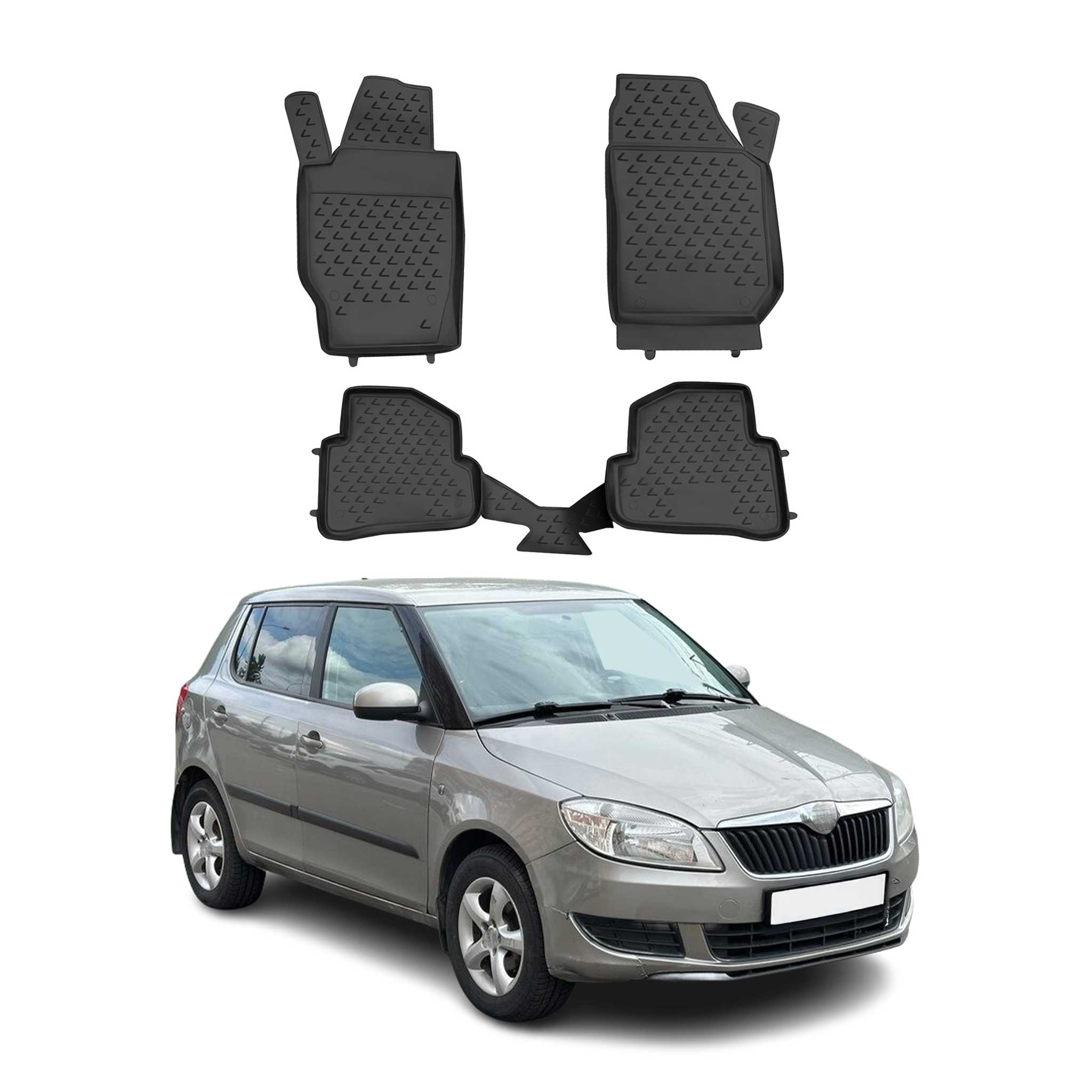 OMAC Alfombrillas De Coche para Skoda Fabia 2007-2014 Negro Goma TPE 4Pza