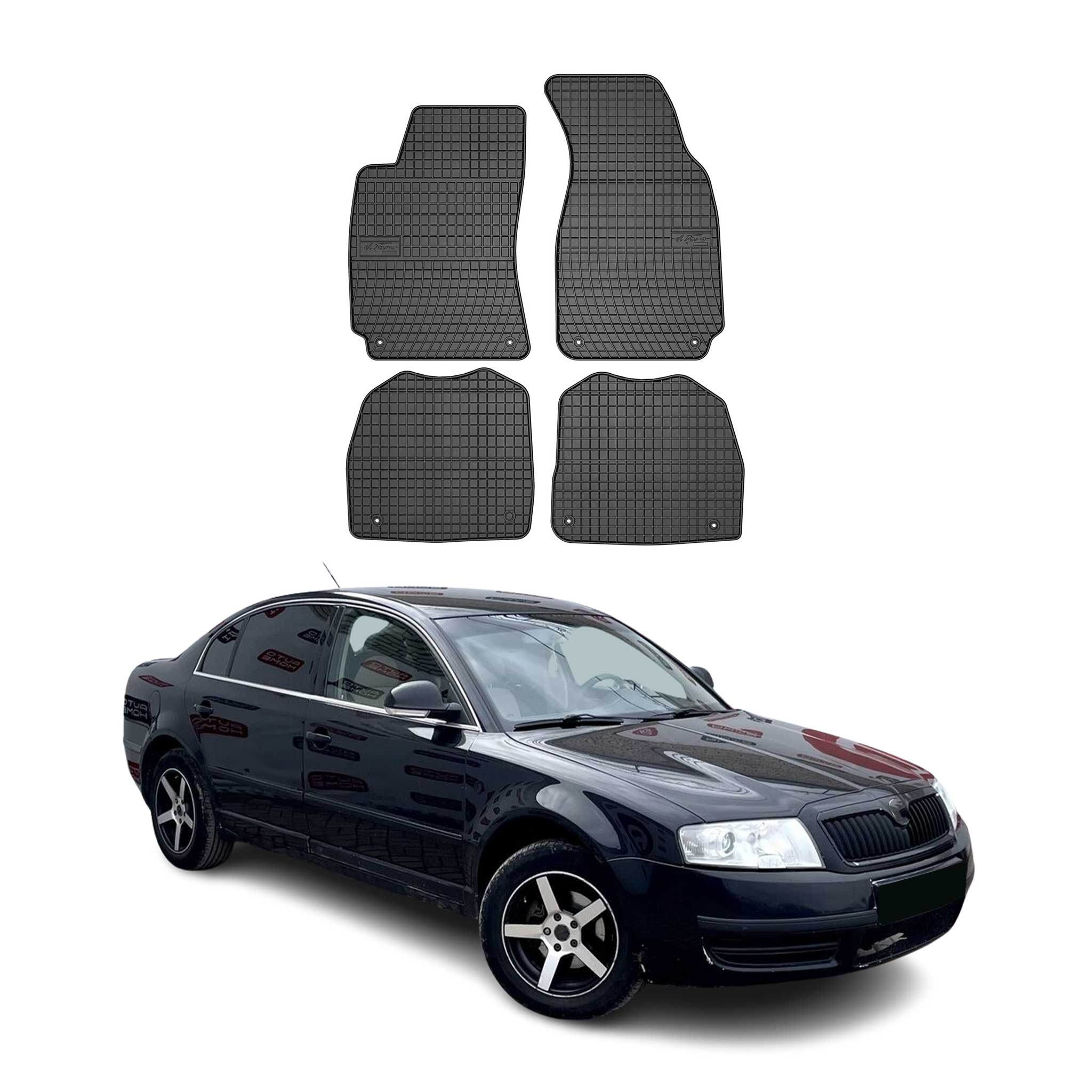 OMAC Alfombrillas De Coche para Skoda Superb 2001-2008 Negro Goma 4Pza