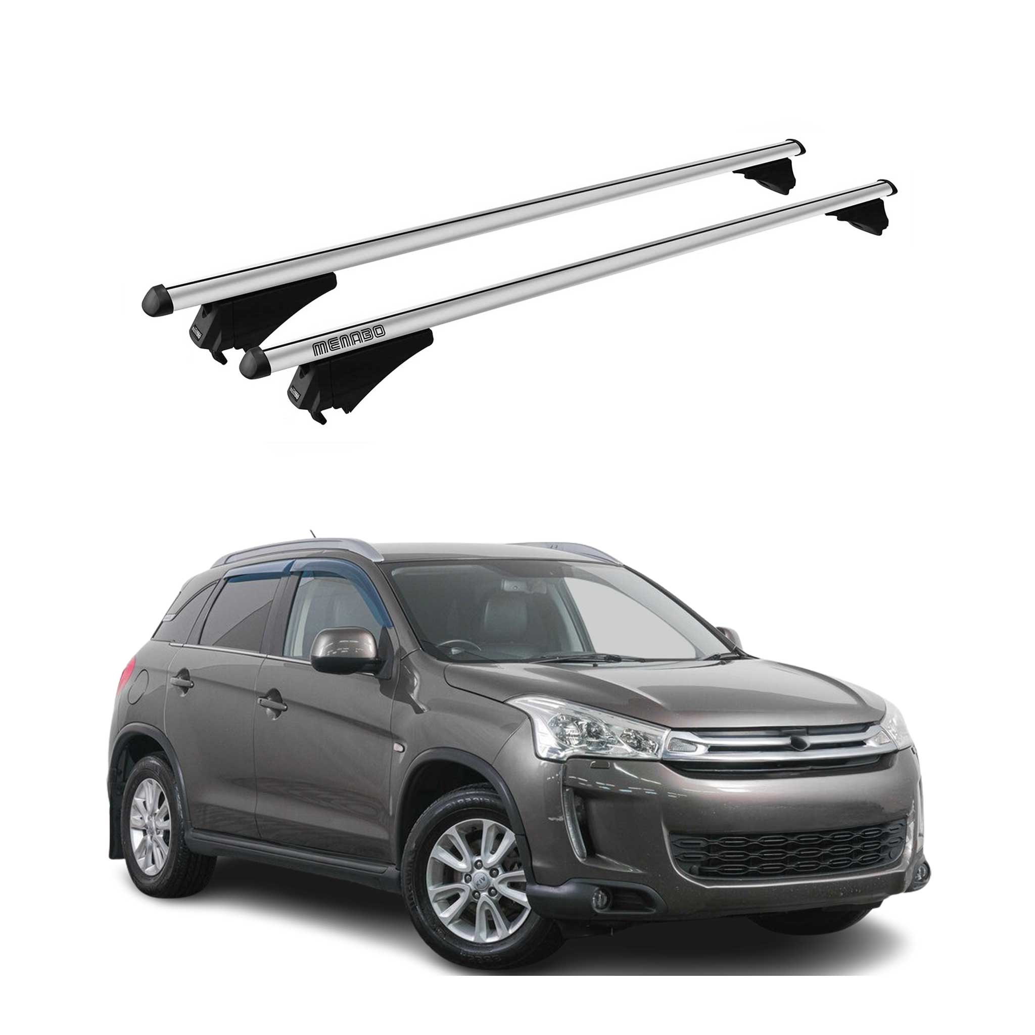 Menabo Barras de Techo Coche Baca para Citroen C4 Aircross 2012-2017 Gris Alu 2x