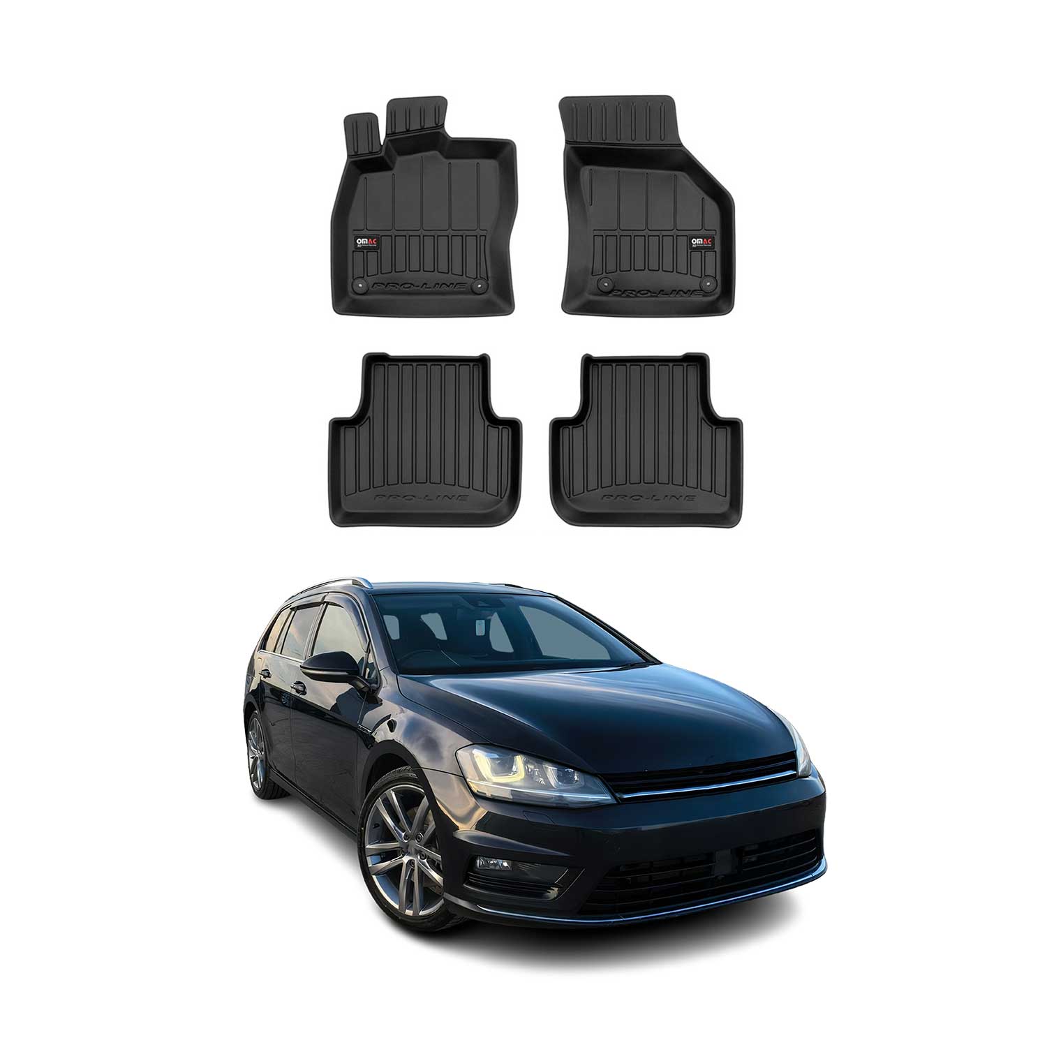 OMAC Premium Alfombrillas De Coche para VW Golf Sportsvan 2014-2020 TPE Goma 4x