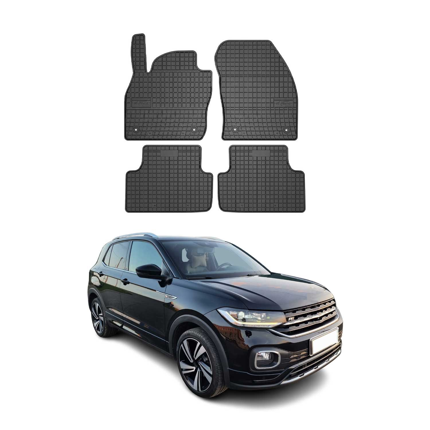 OMAC Alfombrillas De Coche para VW T-Cross 2018-2025 Negro Goma 4Pza