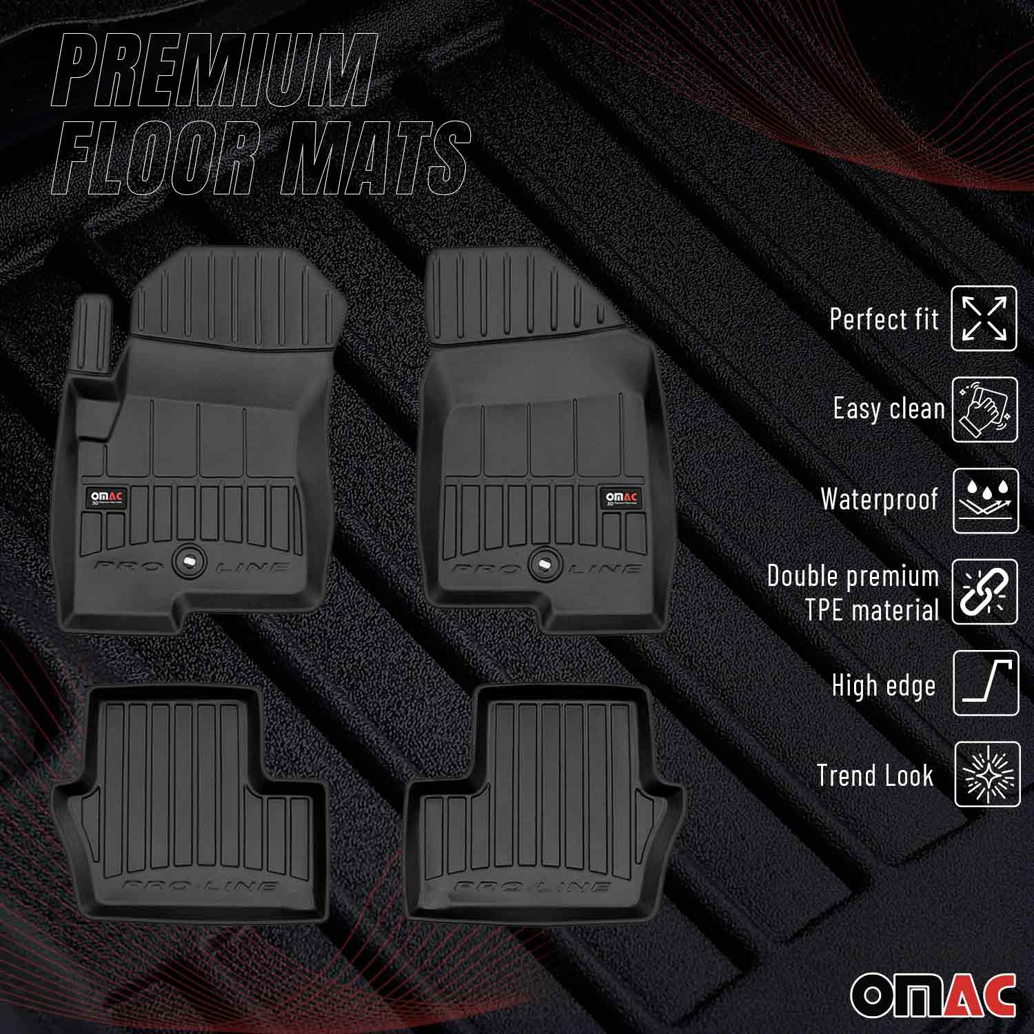 OMAC Premium Alfombrillas De Coche para Jeep Compass/Patriot 2006-2017 Negro TPE