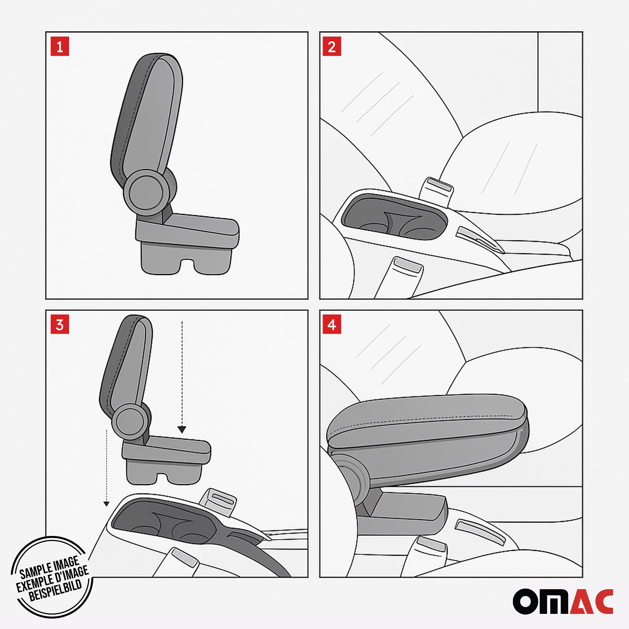 Gris Reposabrazos Consola para VW Caddy 2003-2020 Gris PU Cuero Plástico 1Pza