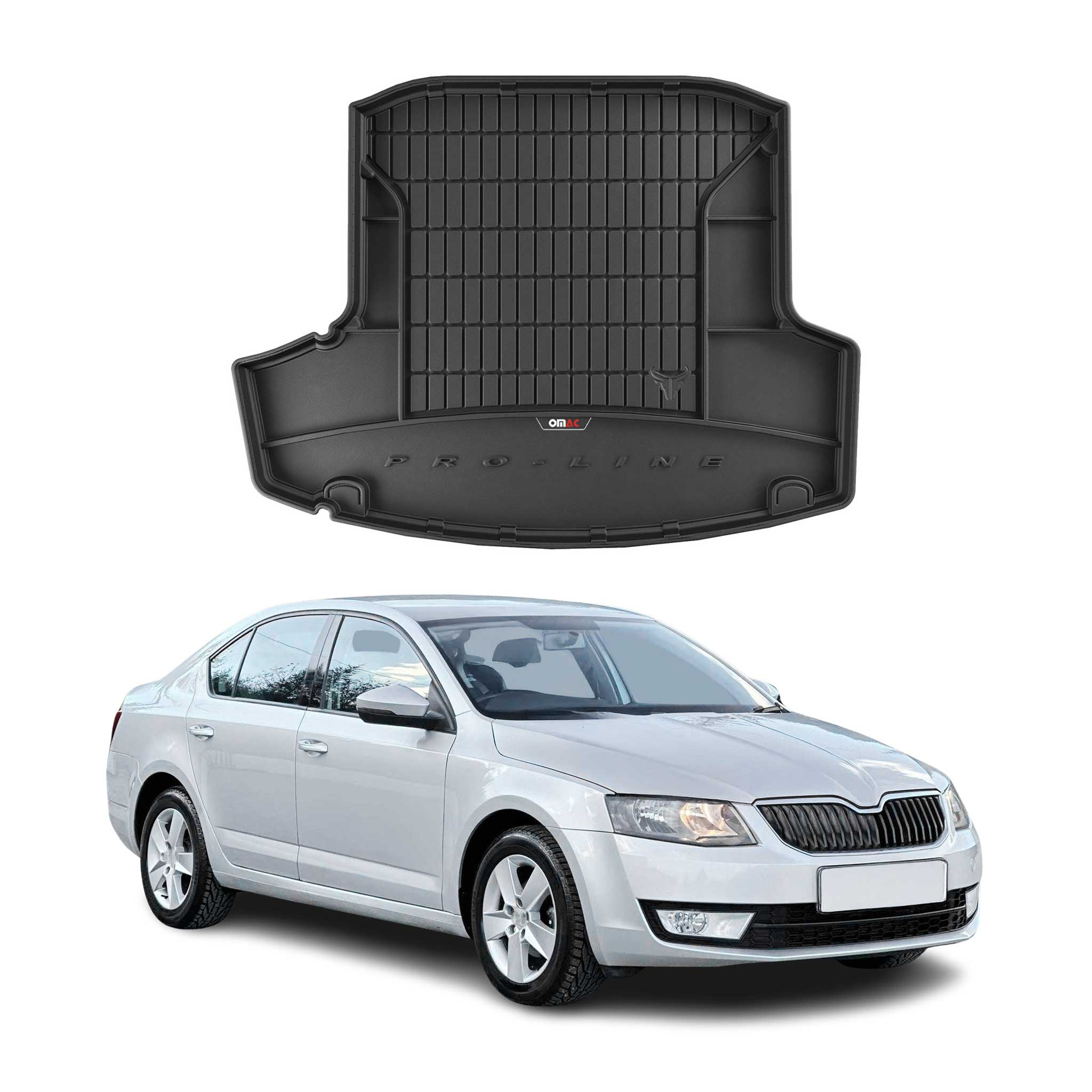 OMAC Premium Bandeja Maletero Alfombrilla para Skoda Octavia 2016-2019 Negro TPE