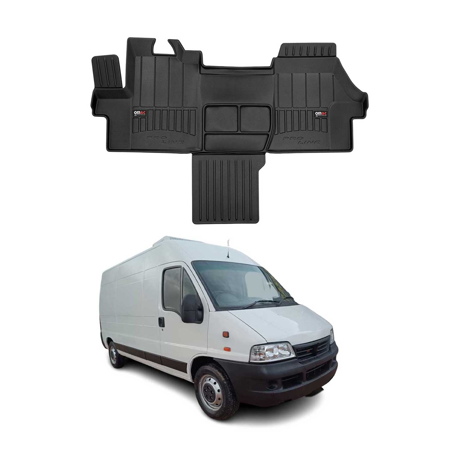 OMAC Premium Alfombrillas De Coche para Fiat Ducato 2006-2024 Negro TPE Goma