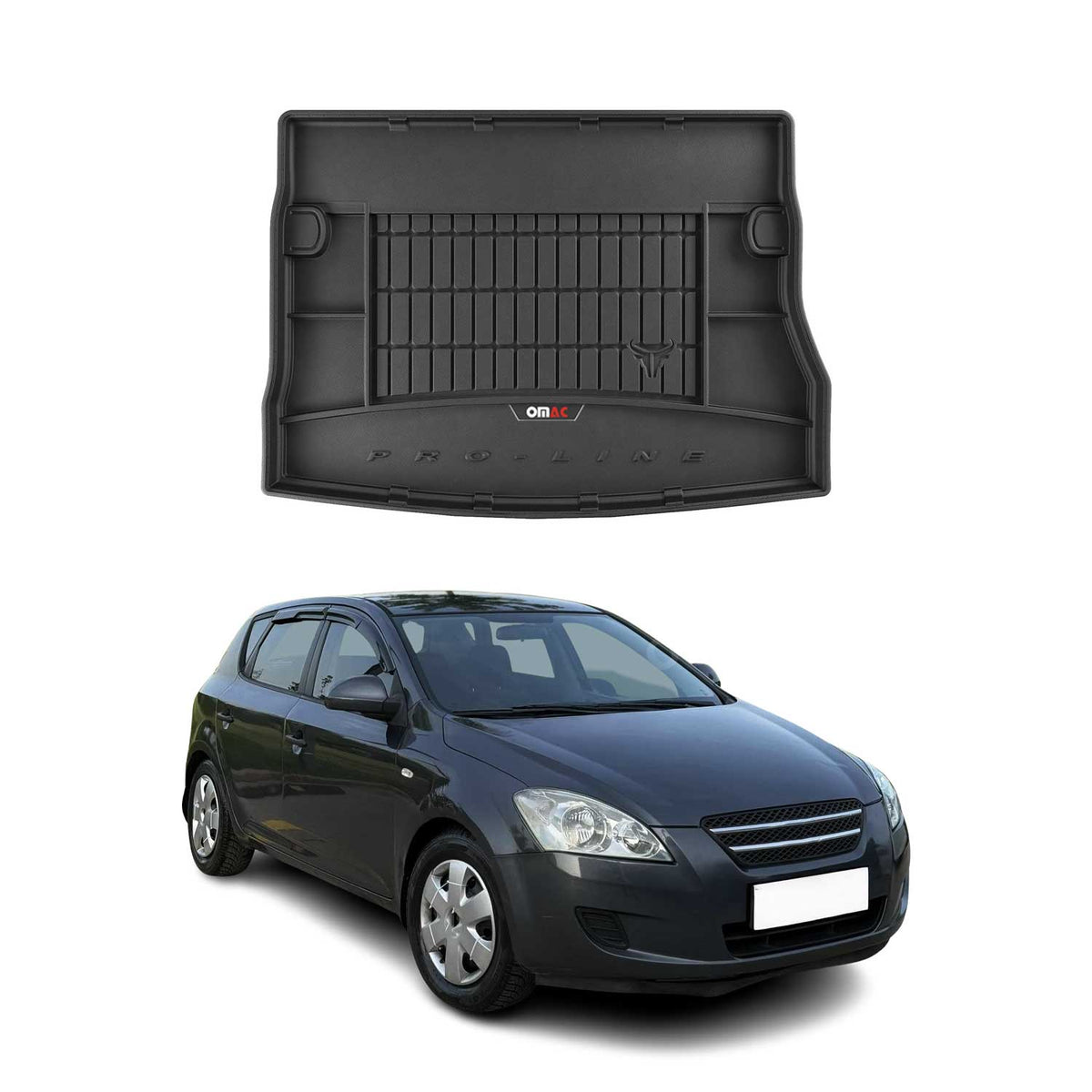 OMAC Premium Bandeja Maletero Alfombrilla para Kia Ceed 2006-2012 Negro Goma TPE