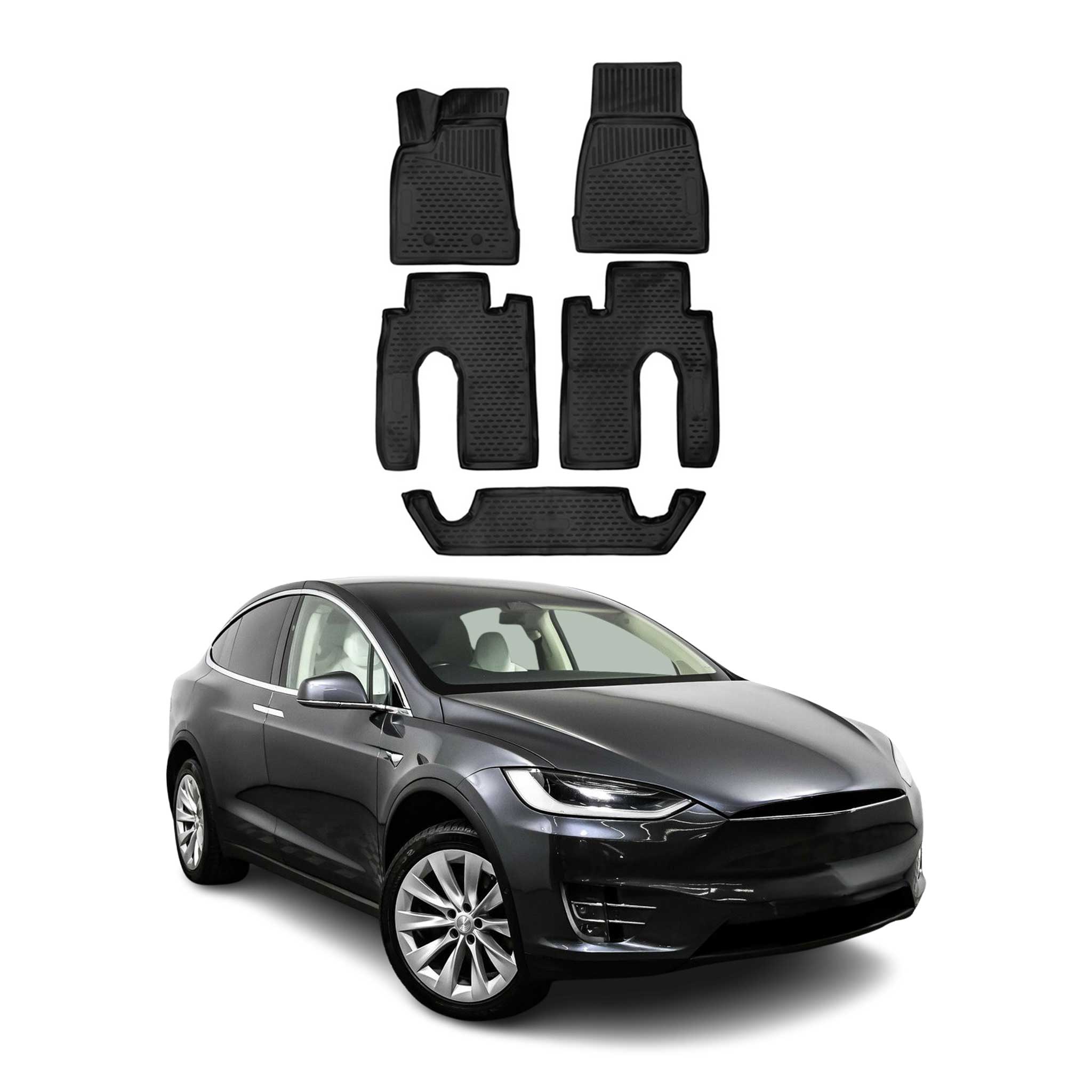 OMAC Alfombrillas De Coche para Tesla Model X 2016-2020 Negro Goma TPE 5Pza