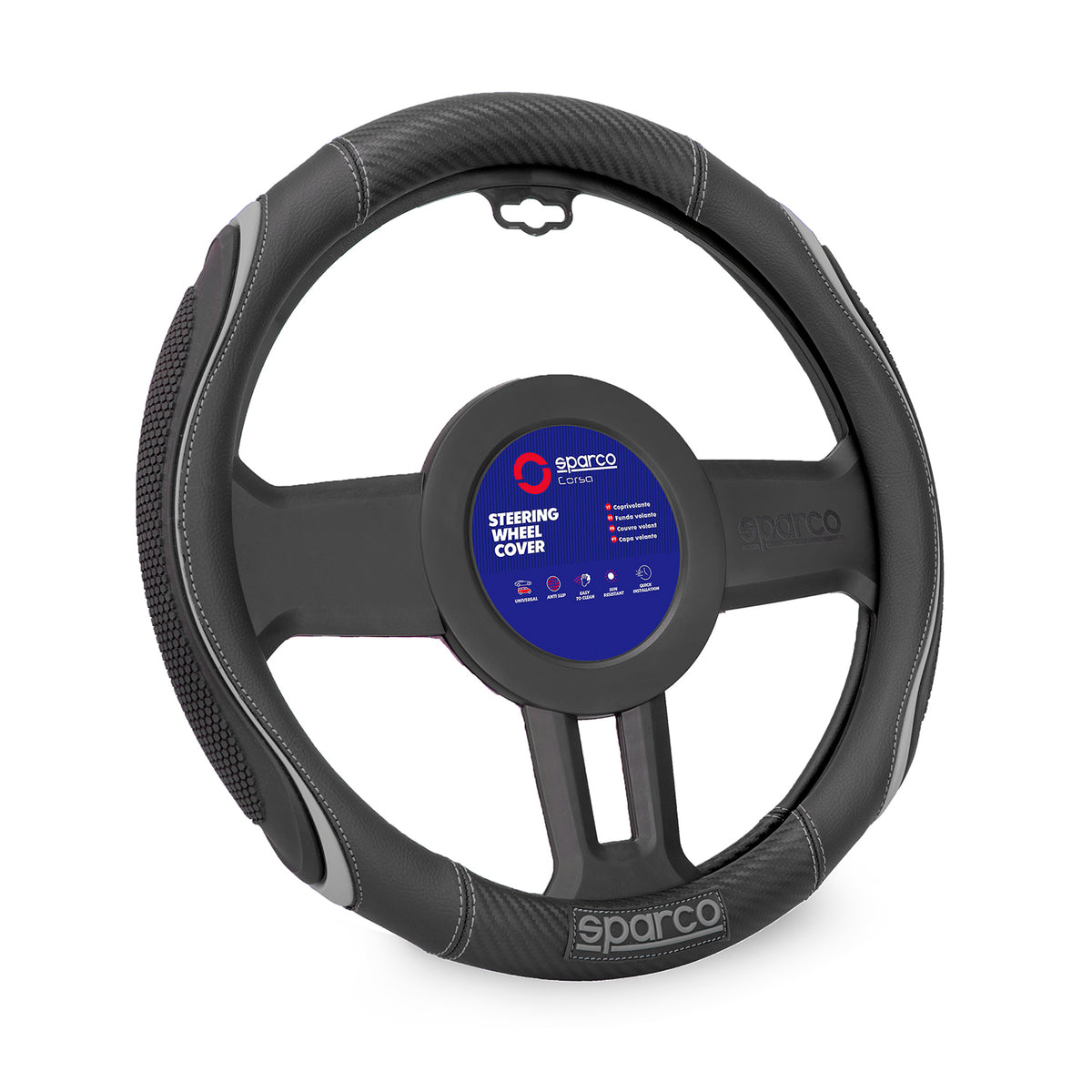 Sparco Cubierta de Para Volante de Automóvil Universal Gris Negro ø37-38cm
