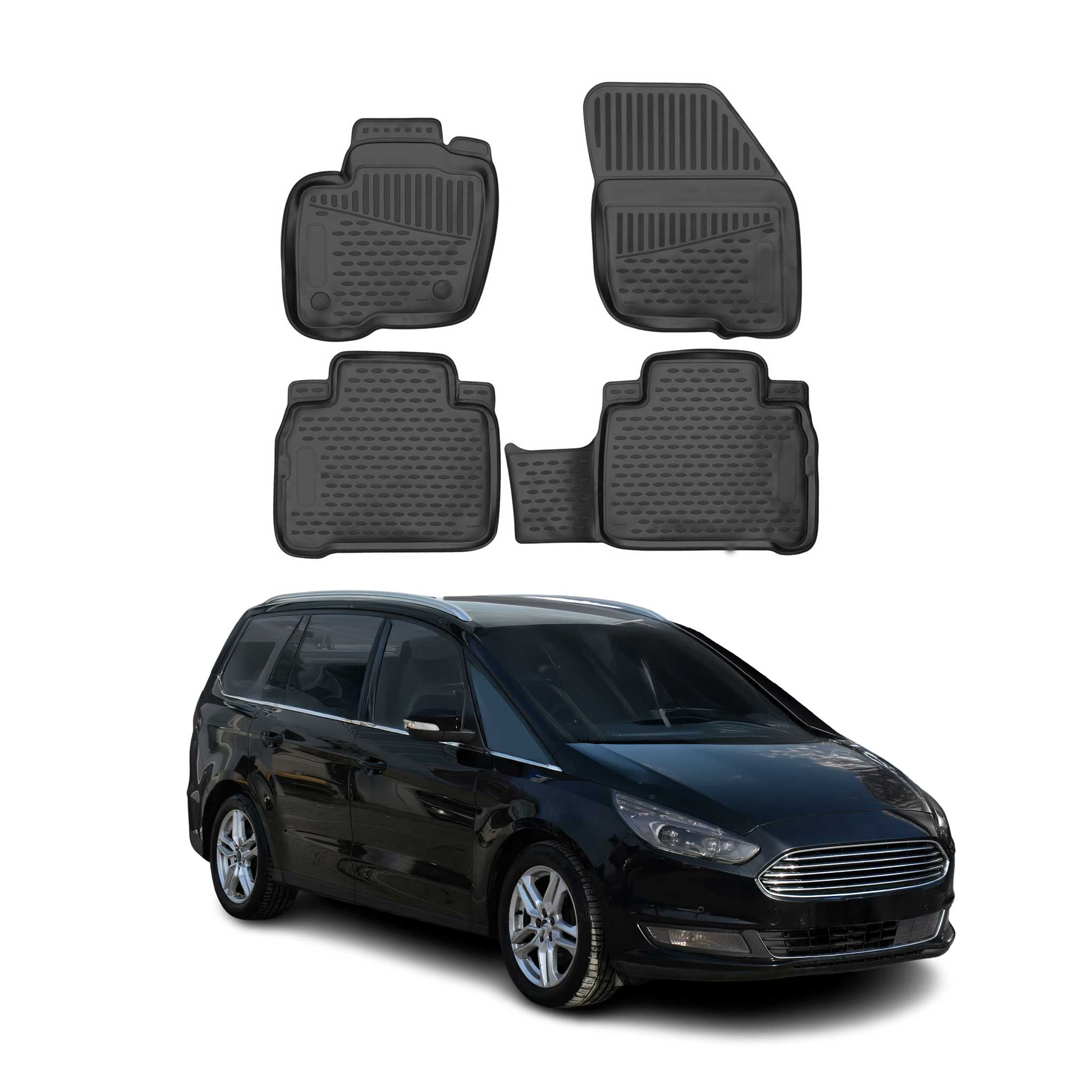 OMAC Alfombrillas De Coche para Ford S-Max Galaxy 2015-2024 Negro Goma TPE 4Pza