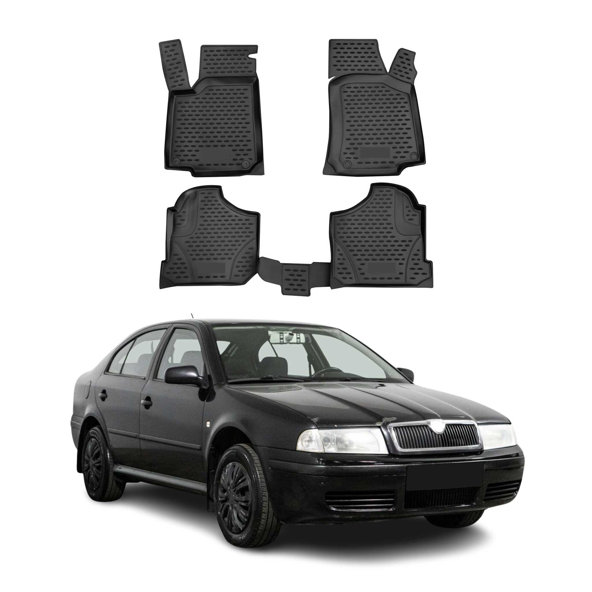 OMAC Alfombrillas De Coche para Skoda Octavia 1996-2004 Negro Goma TPE 4Pza