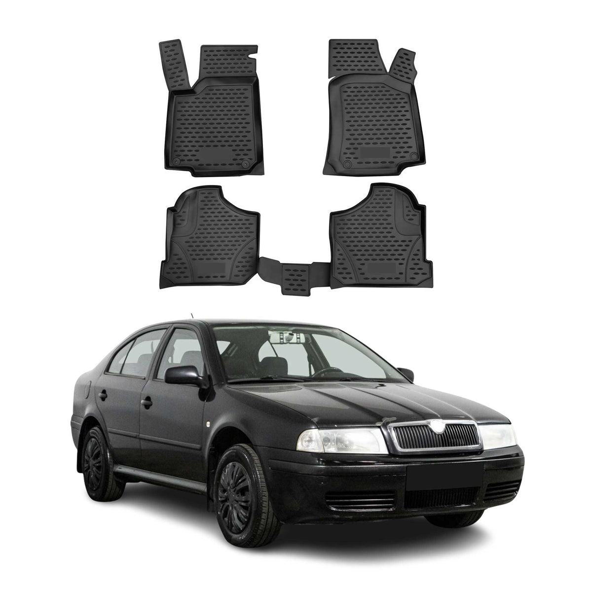 OMAC Alfombrillas De Coche para Skoda Octavia 1996-2004 Negro Goma TPE 4Pza