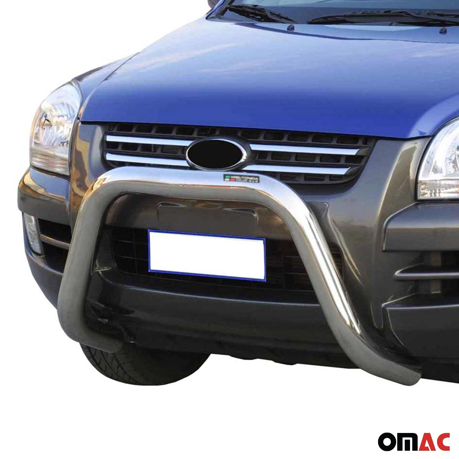 Bull Barra Frontal para Kia Sportage 2004-2008 Plata Brillante Acero 1Pza