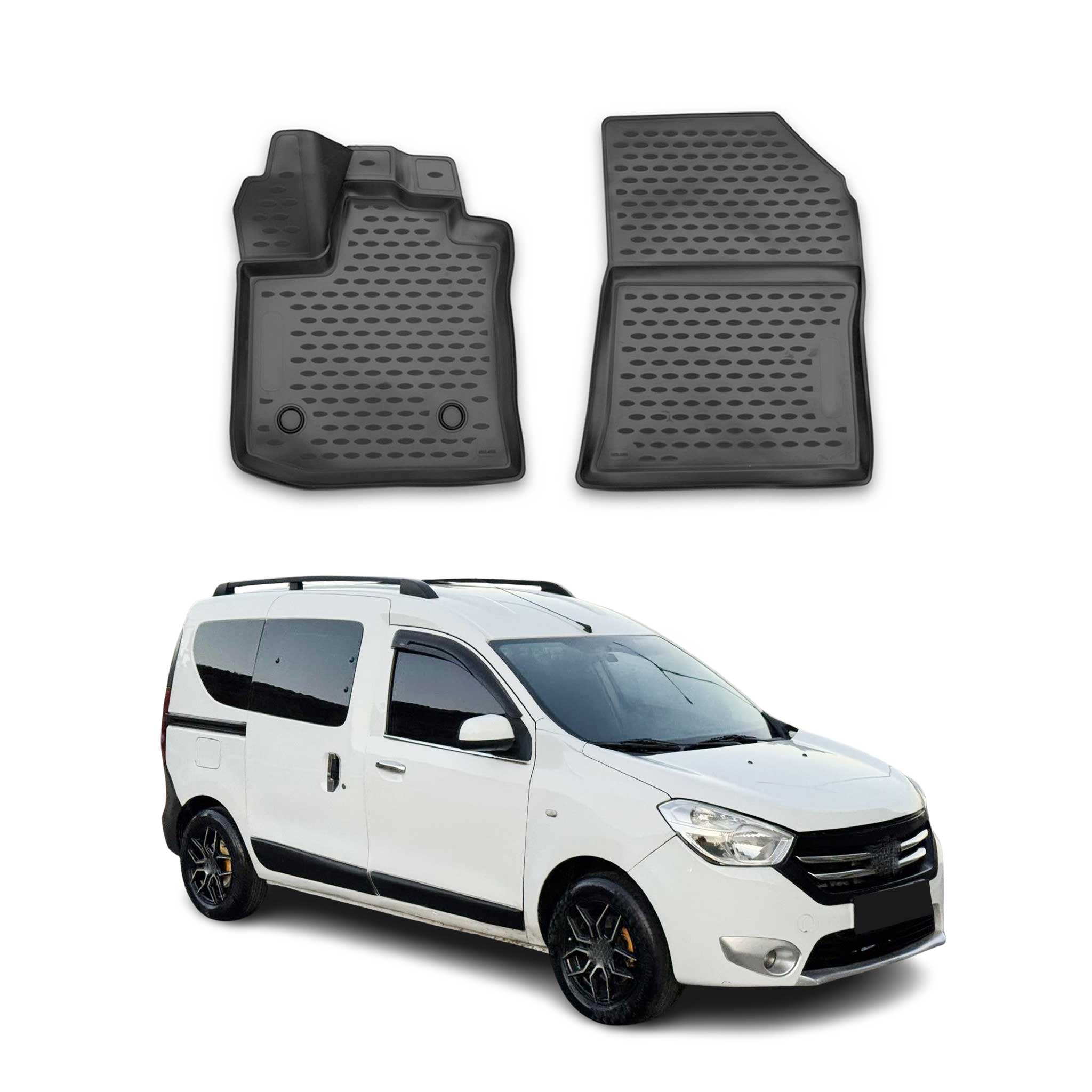 OMAC Alfombrillas De Coche para Dacia Dokker 2012-2021 Negro Goma TPE 2Pza