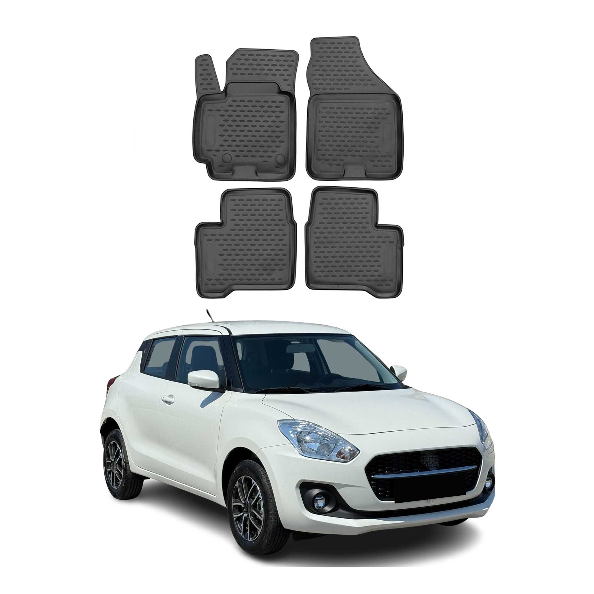 OMAC Alfombrillas De Coche para Suzuki Swift 2017-2023 Negro Goma TPE 4Pza