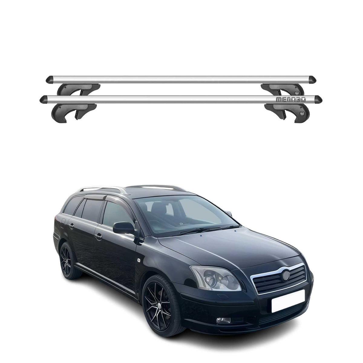 Menabo Barras de Techo Baca para Toyota Avensis T250 Verso 2003-2009 Gris Alu 2x