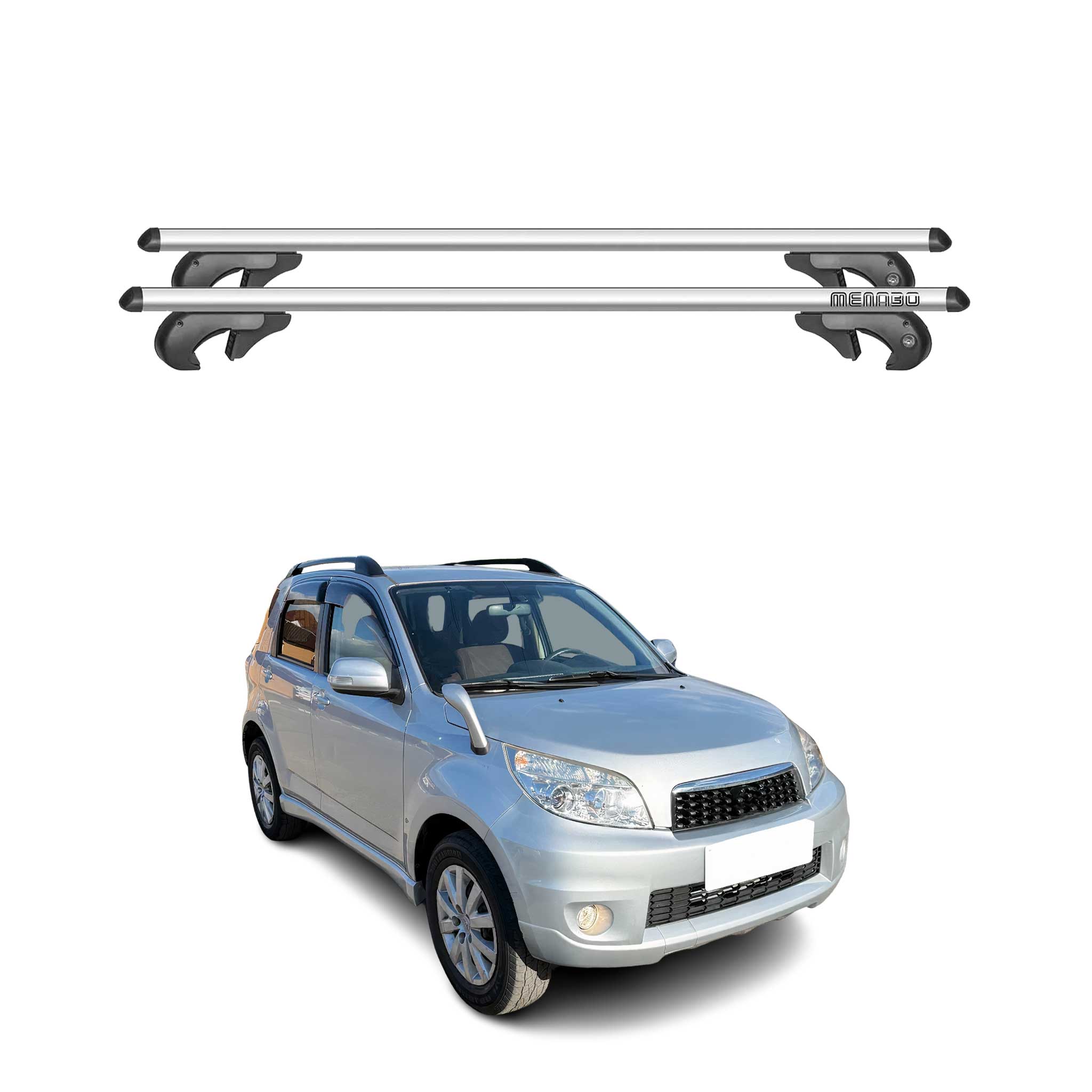 Menabo Barras de Techo Coche Barra para Toyota Rush J200 F700 2006-2017 Gris Alu