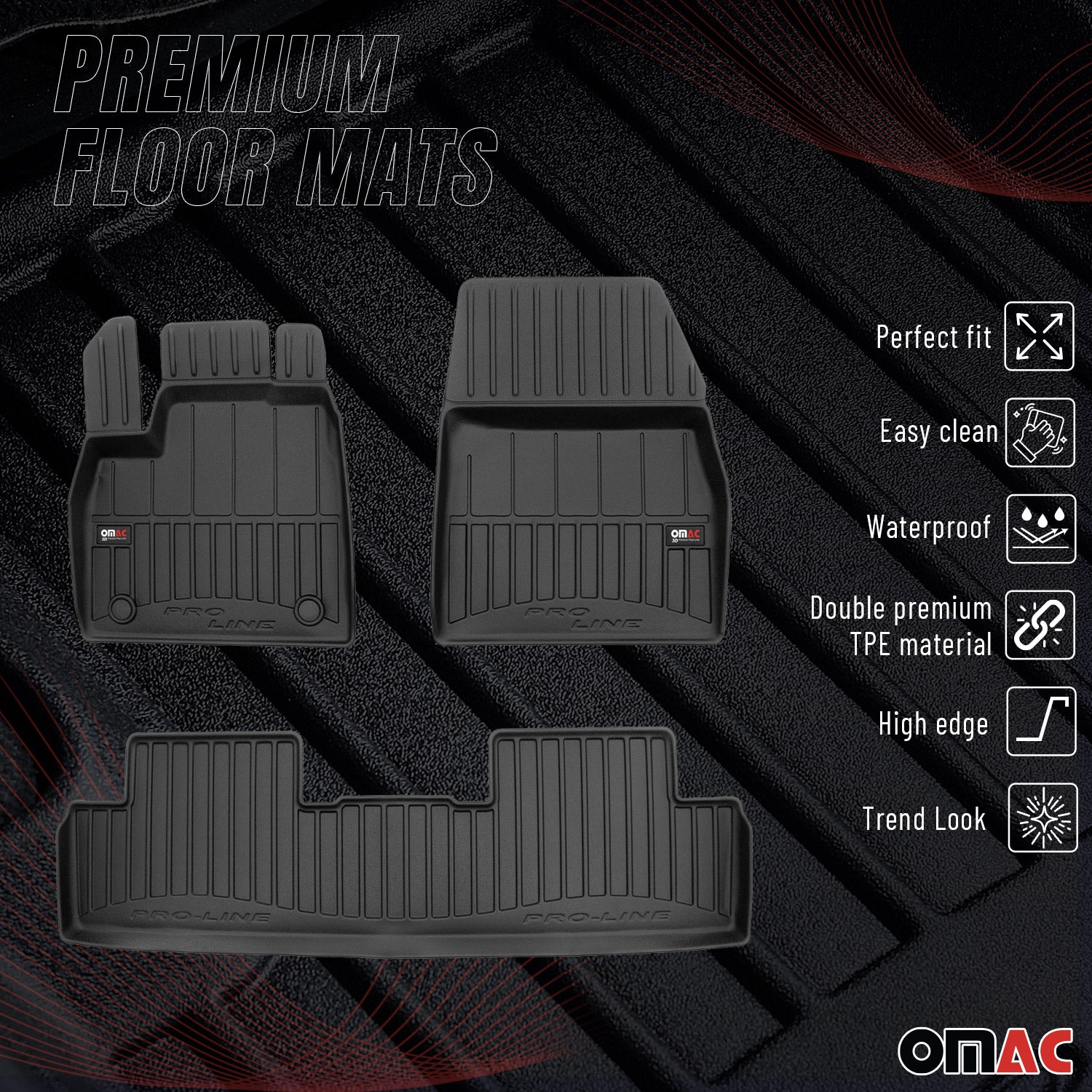 OMAC Premium Alfombrillas De Coche para Renault Megane E-TECH 2022-2025 Goma 3x
