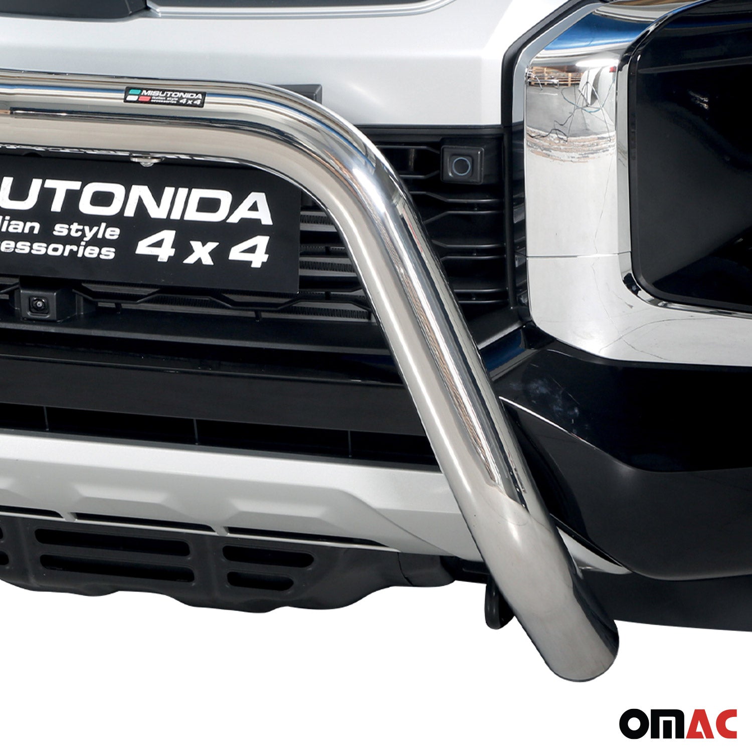 Bull Barra Frontal para Mitsubishi L200 2019-2025 Plata Brillante Acero