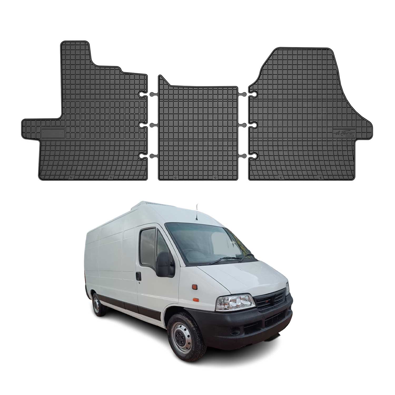 OMAC Alfombrillas De Coche para Fiat Ducato 2006-2011 Negro Goma TPE 3Pza