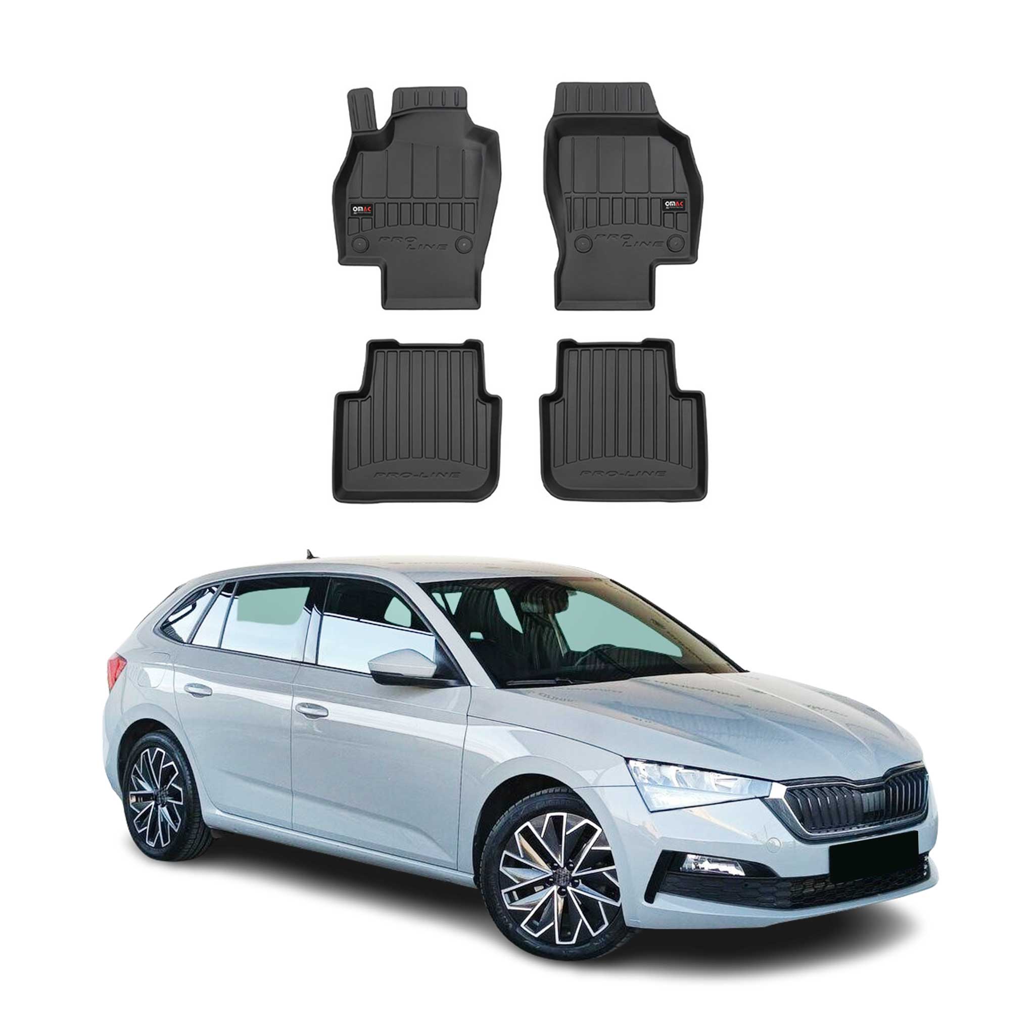 OMAC Premium Alfombrillas De Coche para Skoda Scala 2019-2025 Negro TPE Goma 4x