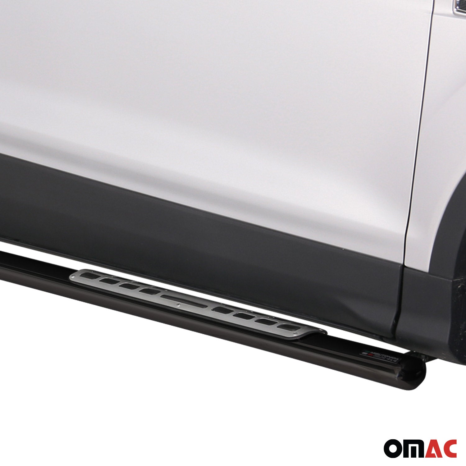 Par de Estribos Barras Laterales para Ford Kuga 2013-2016 Negro Brillante Acero