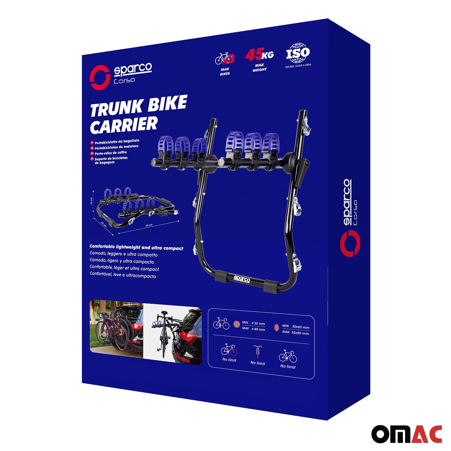 Sparco Portabicicletas de para maletero Bicicletas Universal Negro Azul