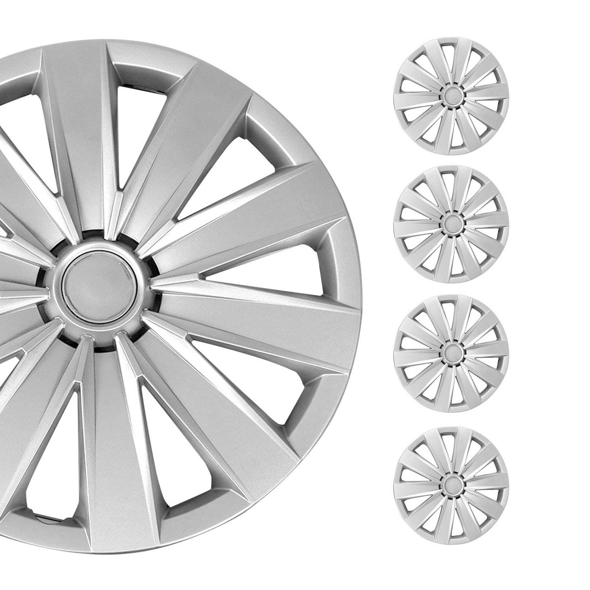 Tapacubos 16 Pulgadas cónico Universal Plata ABS