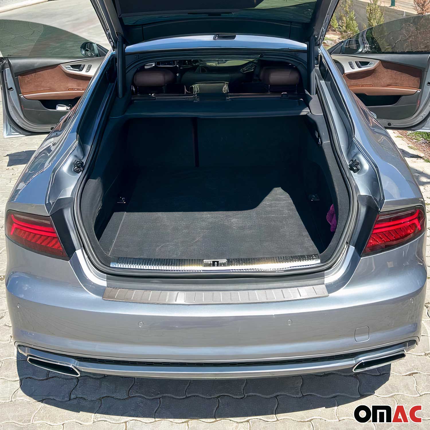 Protector de Parachoques Trasero para Audi A7 2010-2018 Sedán Acero cepillado