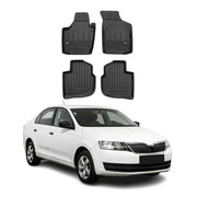 OMAC Premium Alfombrillas De Coche para Skoda Rapid 2012-2019 Negro TPE Goma 4x