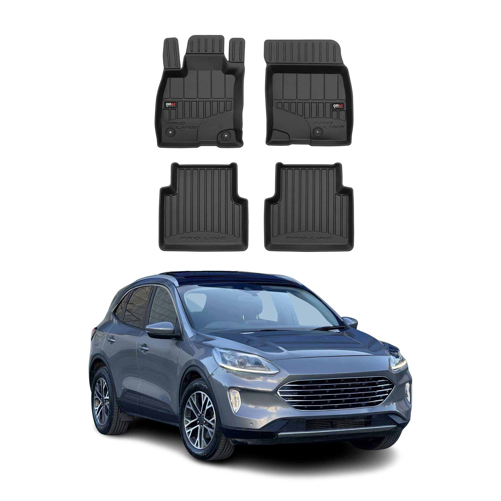 OMAC Premium Alfombrillas De Coche para Ford Kuga III 2019-2026 Negro TPE Goma