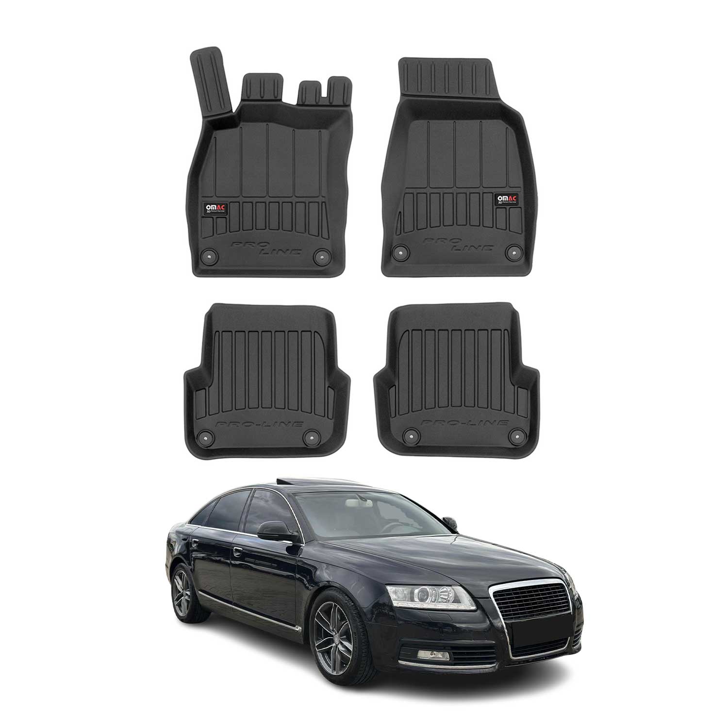 OMAC Premium Alfombrillas De Coche para Audi A6 Familiar Sedán 2008-2011 Goma 4x