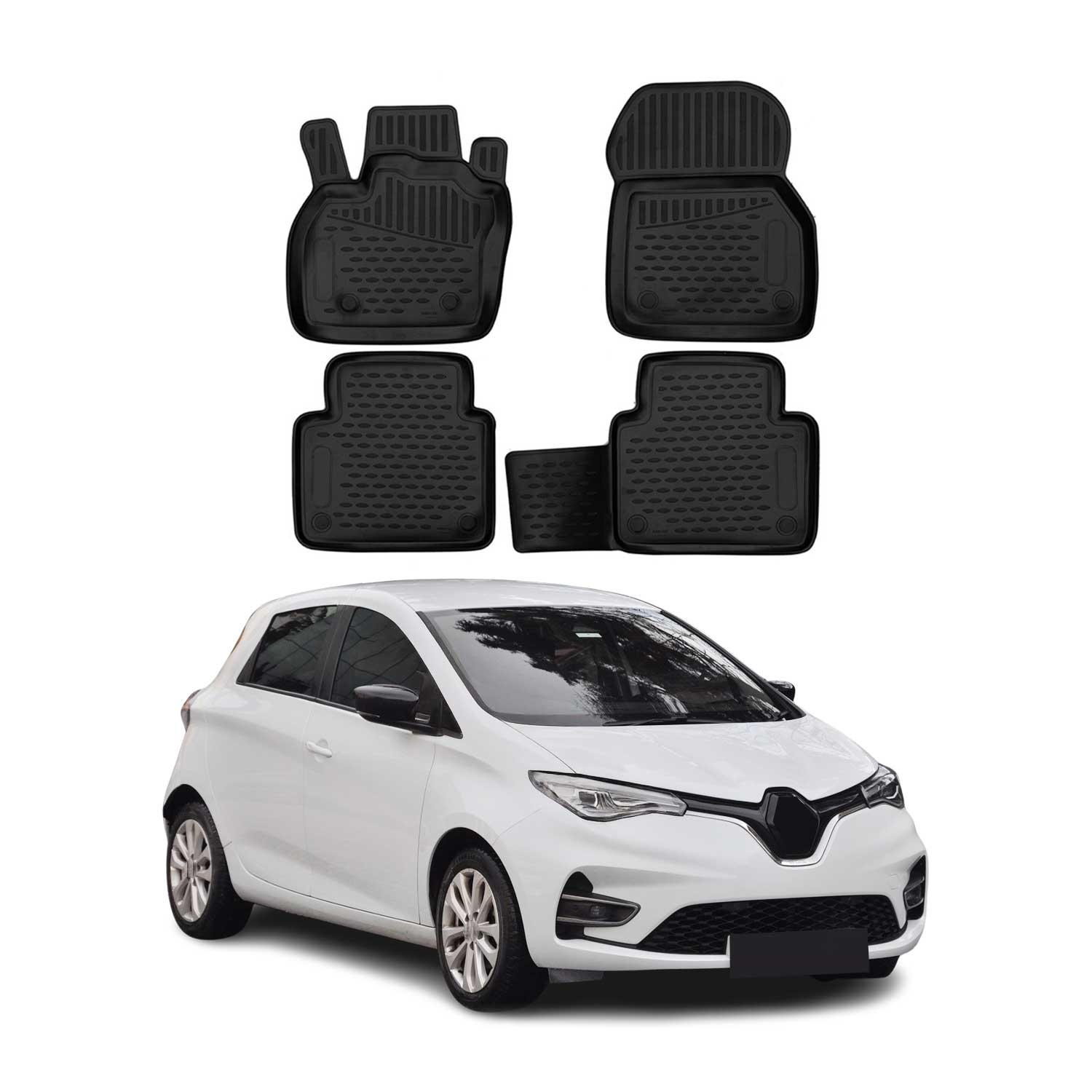 OMAC Alfombrillas De Coche para Renault Zoe 2019-2025 Negro Goma TPE 4Pza