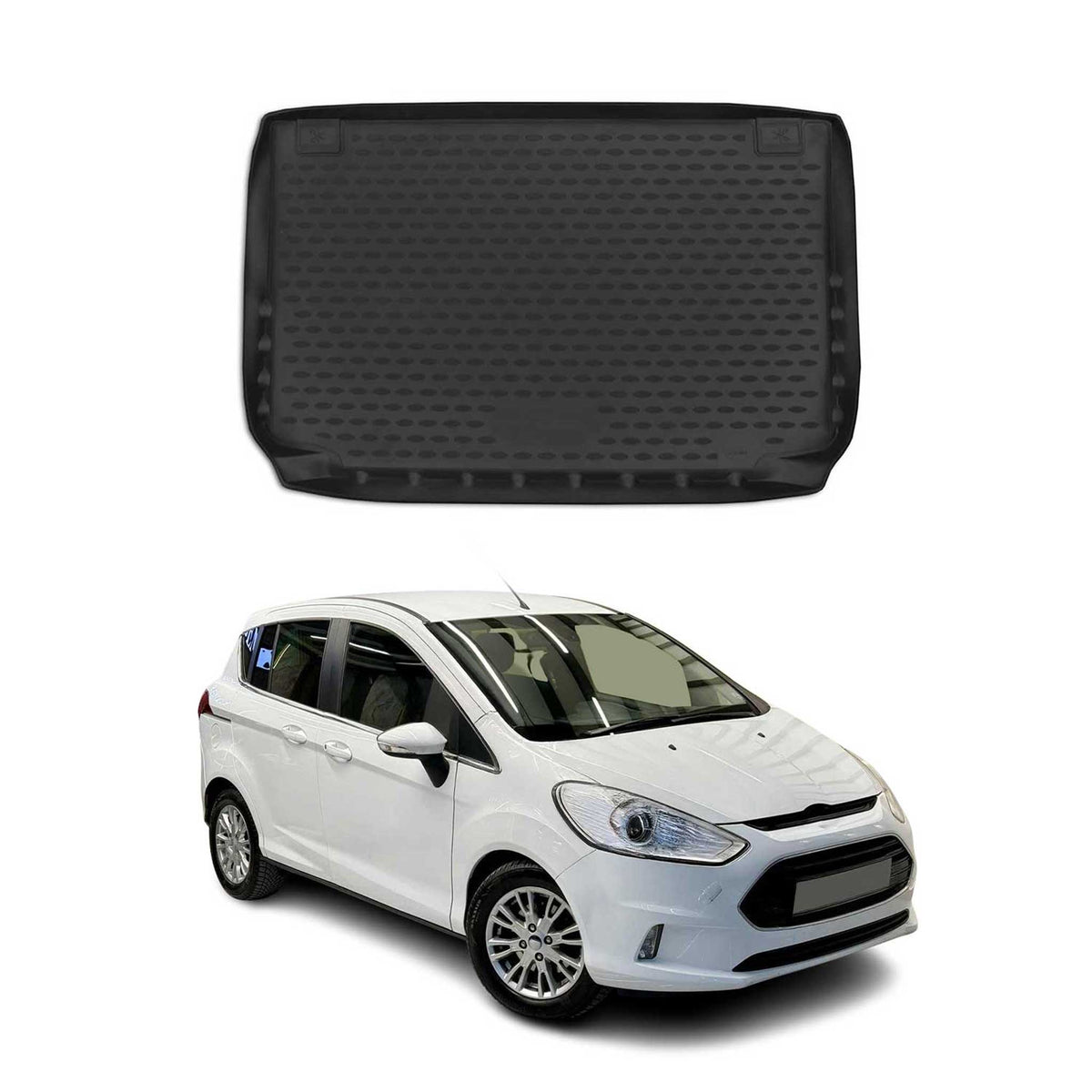 OMAC Bandeja Maletero Alfombrilla para Ford B-Max 2012-2017 Hatchback Negro TPE