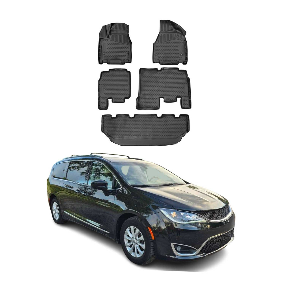 OMAC Alfombrillas De Coche para Chrysler Pacifica 2017-2020 7 Asiento TPE 5x