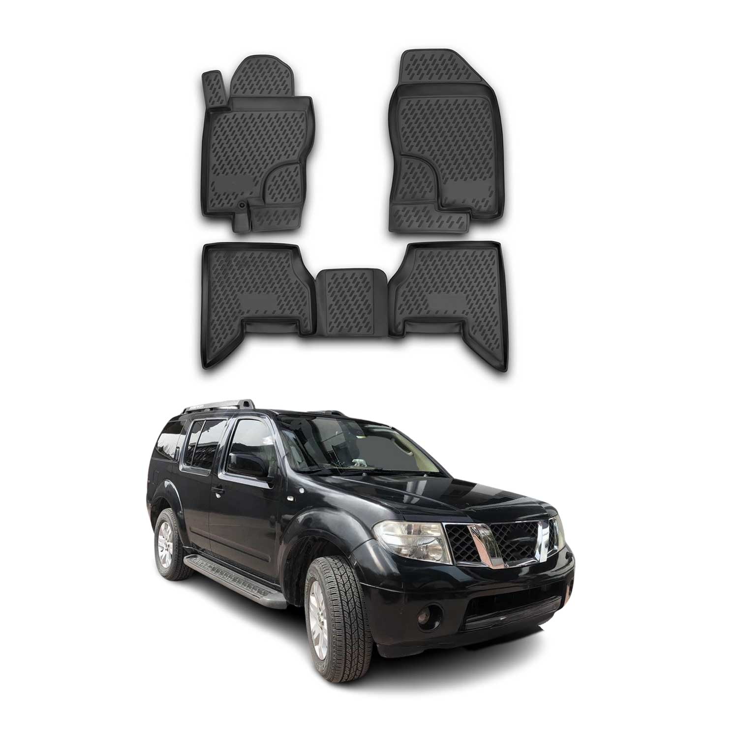 OMAC Alfombrillas De Coche para Nissan Pathfinder 2005-2011 Negro Goma TPE 4Pza