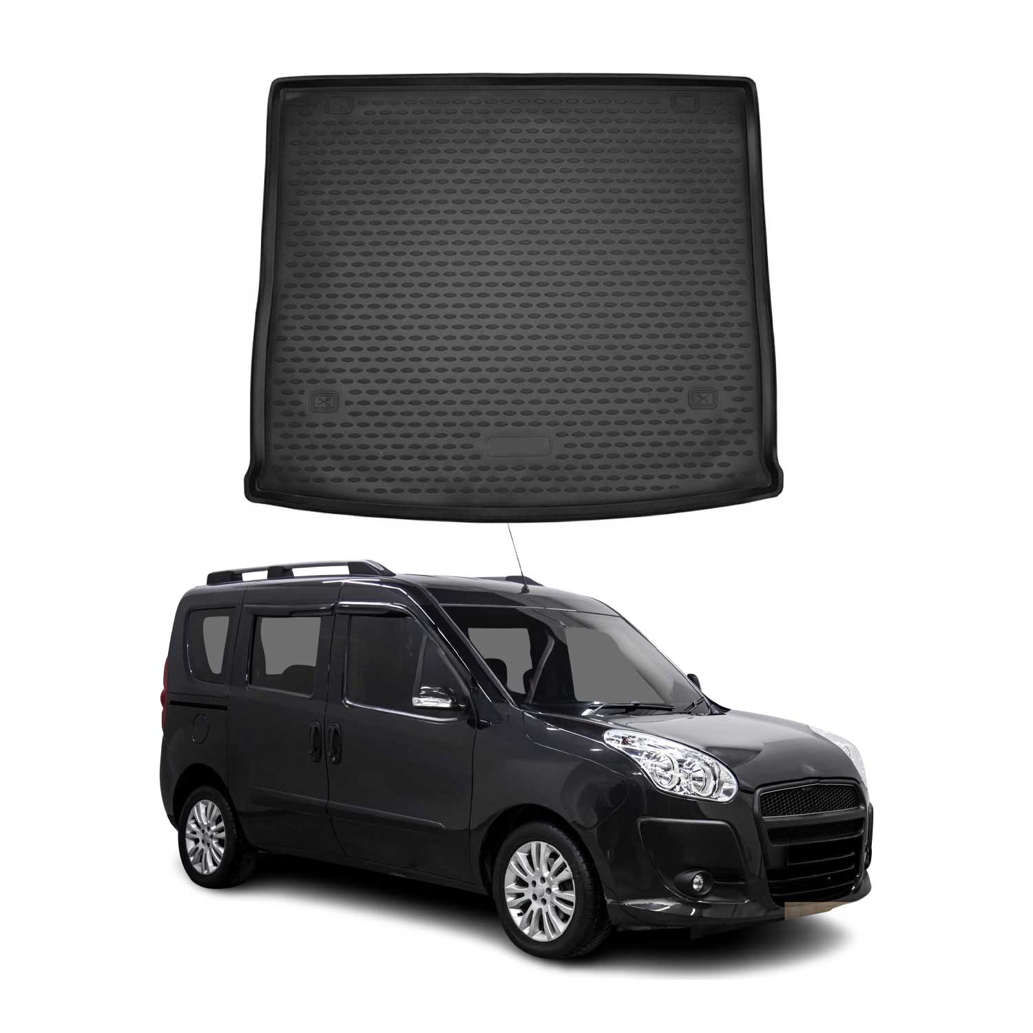 OMAC Bandeja Maletero Alfombrilla para Fiat Doblo Panorama 2015-2021 Negro TPE